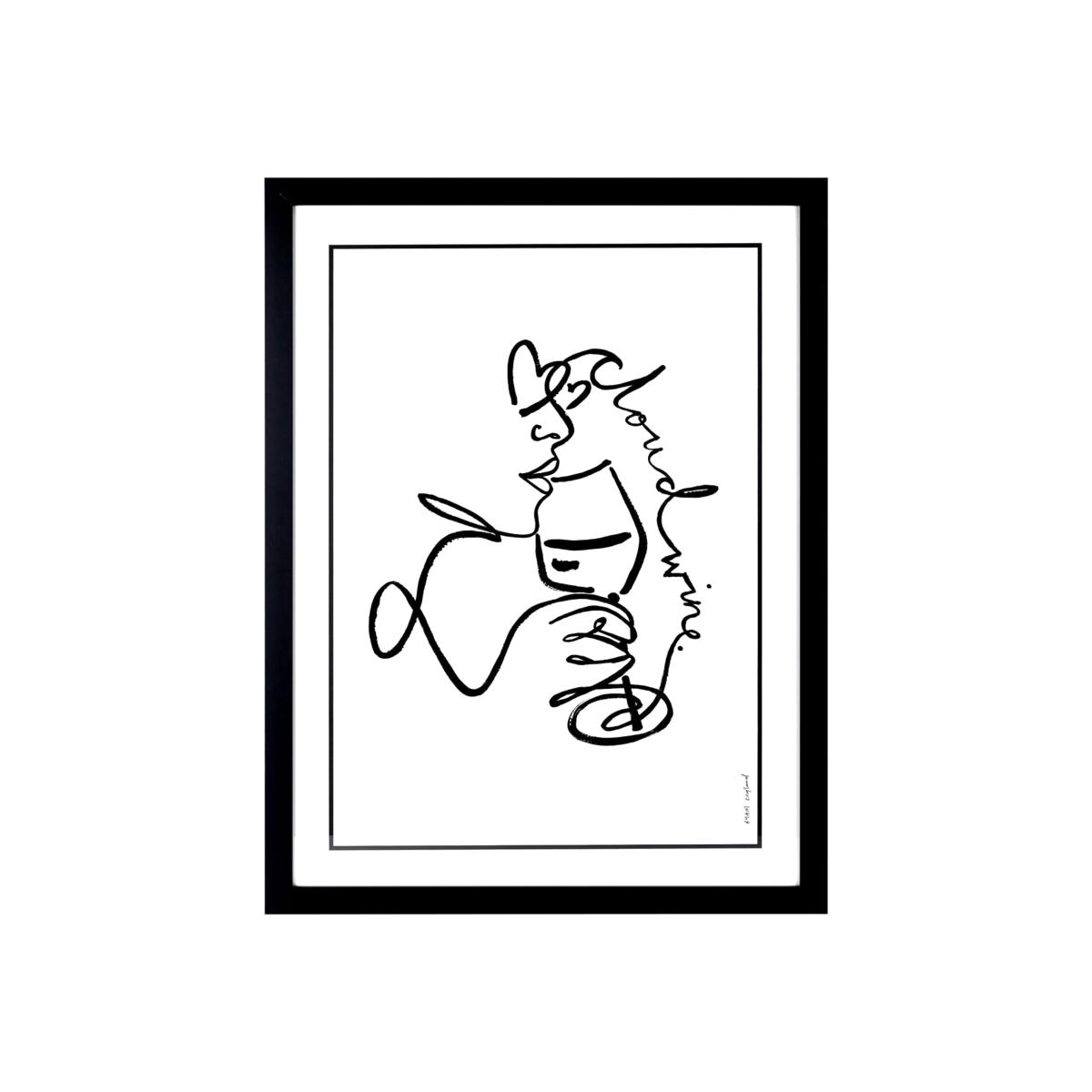 Black Cloud Wine - Line Art Print A3 Byam England – image 1