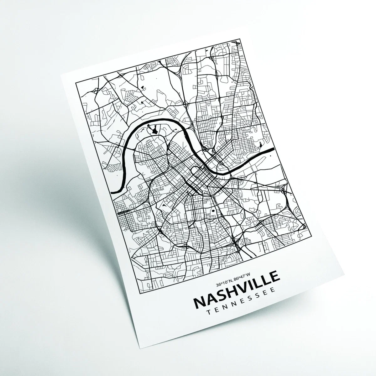Black Map Of Nashville Medium Stanley Print House – image 2