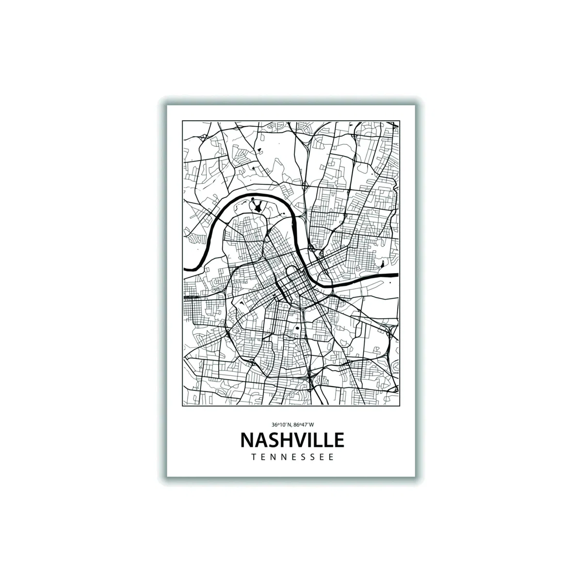 Black Map Of Nashville Medium Stanley Print House – image 1
