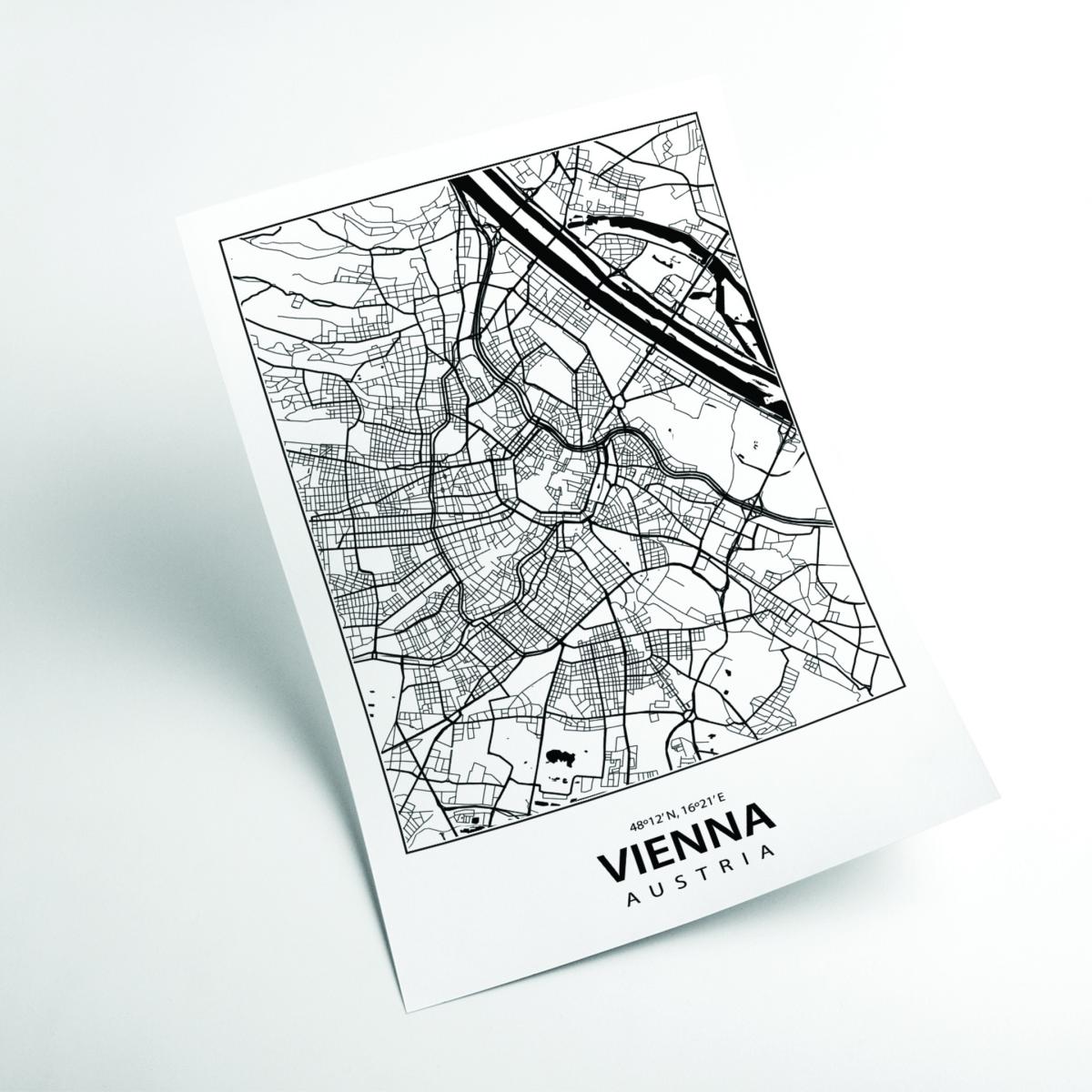 Black Map Of Vienna Austria Medium Stanley Print House – image 2