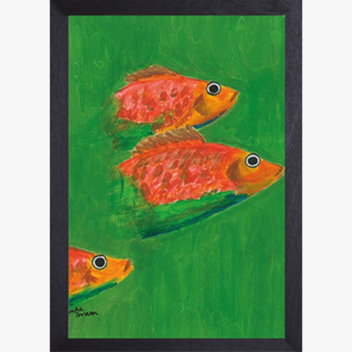 Green 3 Fish Fine Art Print A3 Catchii – image 1