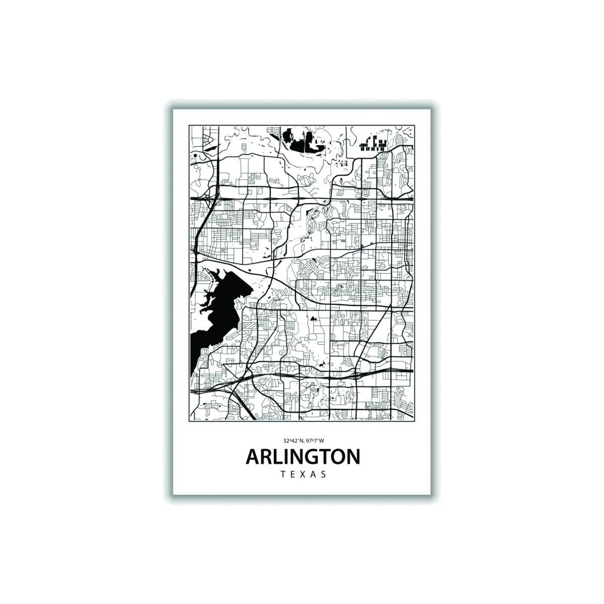 Black Map Of Arlington A3 297 X 420Mm Stanley Print House – image 1