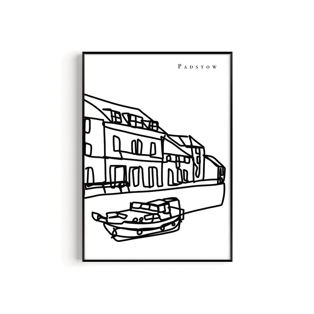 Black / White Padstow Art Print - A2 | A2 | 420 X 594Mm | Natalie Cass Art – image 1