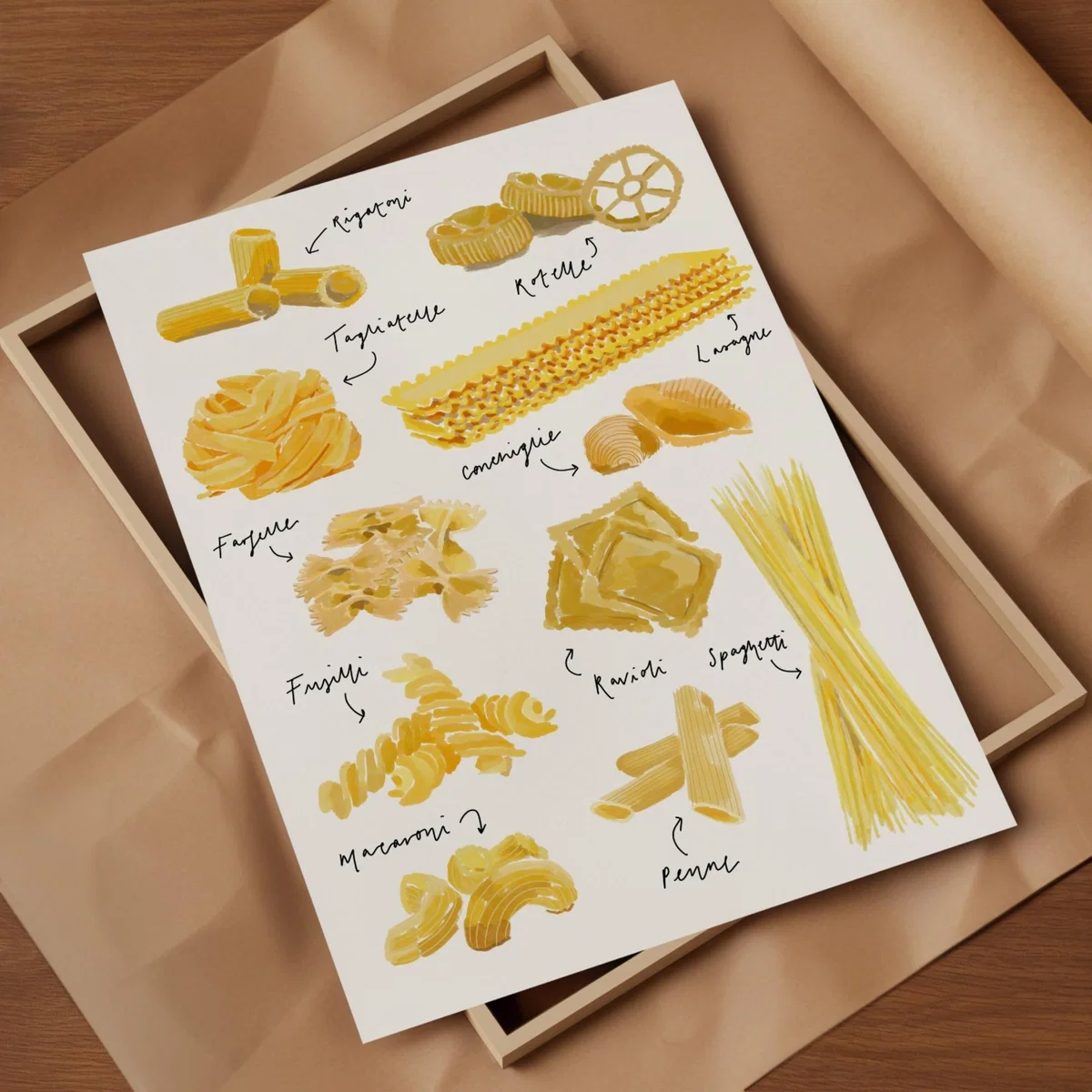 Yellow / Orange Pasta Hand Painted Art Print - A3 Natalie Cass Art – image 2