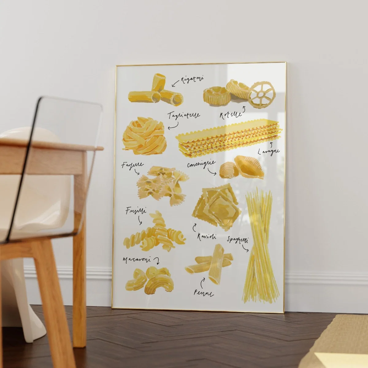 Yellow / Orange Pasta Hand Painted Art Print - A3 Natalie Cass Art – image 5