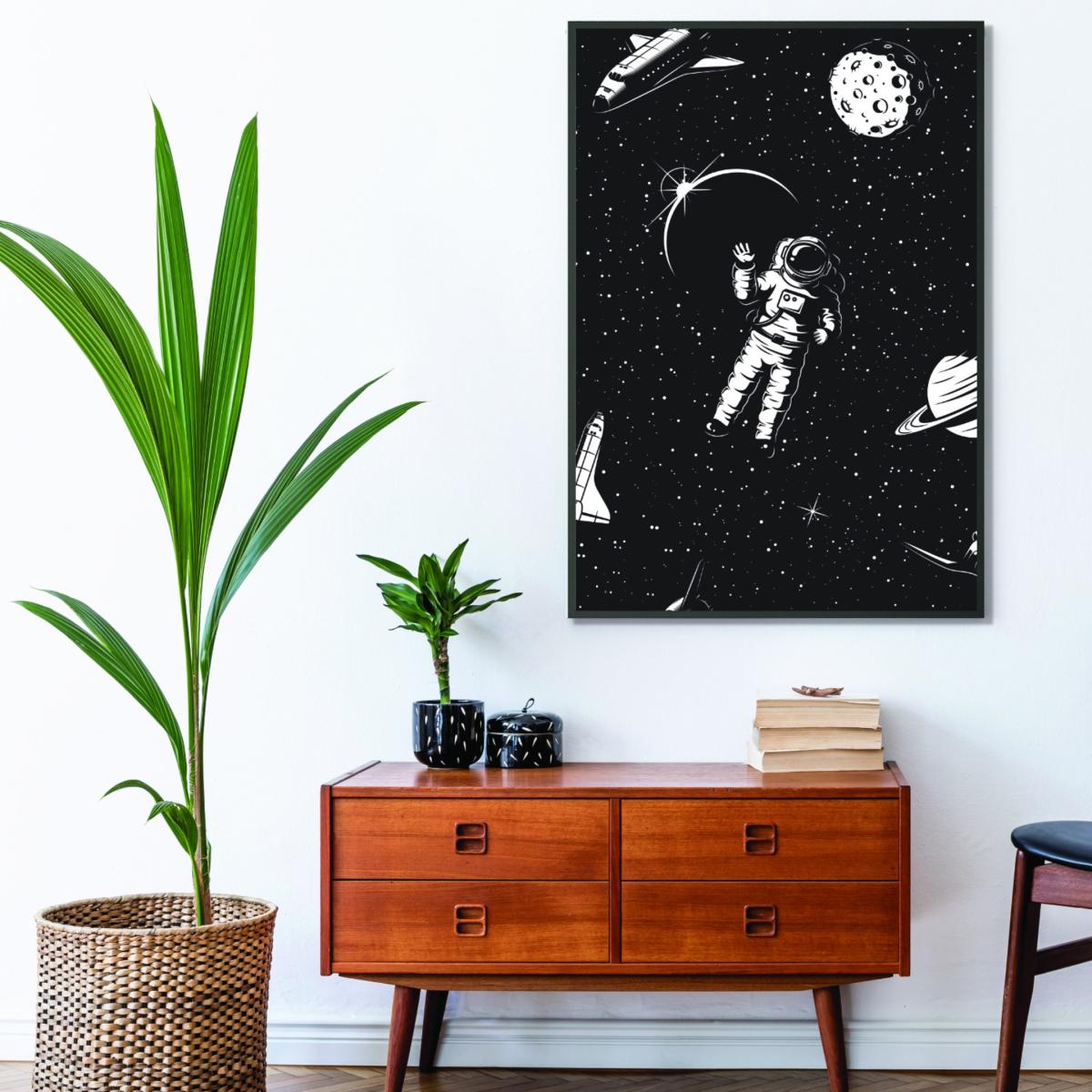 Black Hello Spaceman A3 297 X 420Mm Stanley Print House – image 3