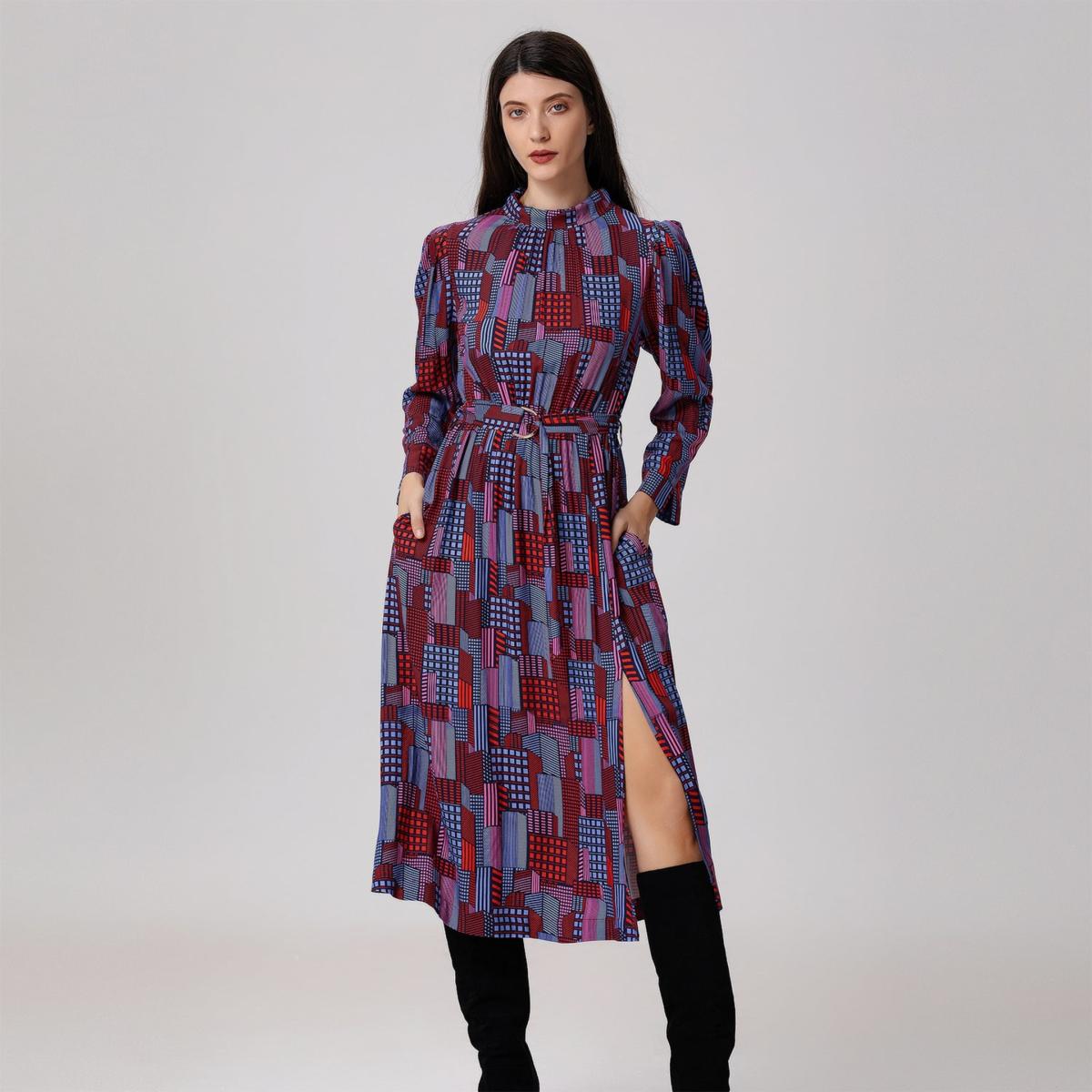 Women's Graphic Print Midi Blouse-Dress | Extra Small | Smart and Joy – image 2