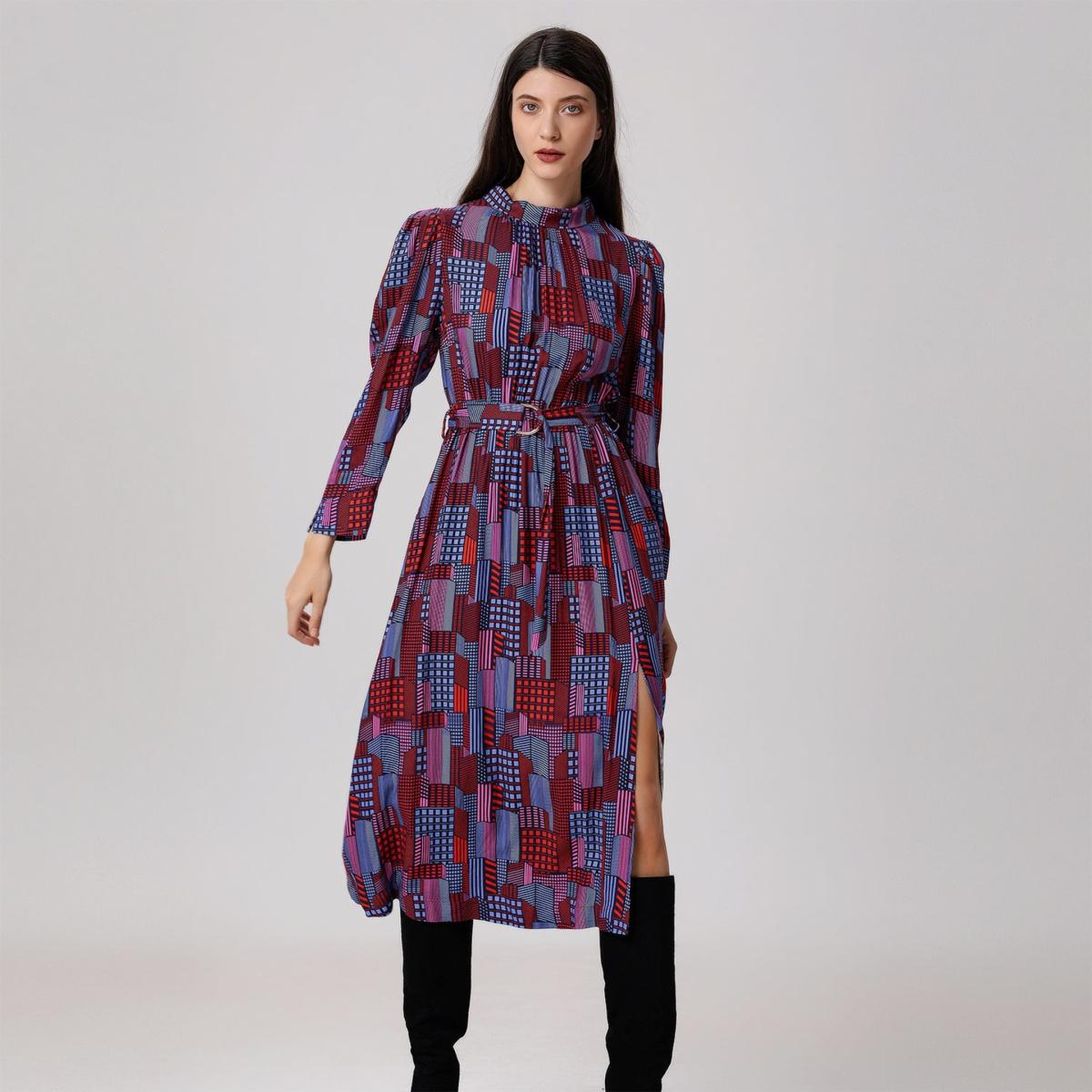 Women's Graphic Print Midi Blouse-Dress | Extra Small | Smart and Joy – image 3
