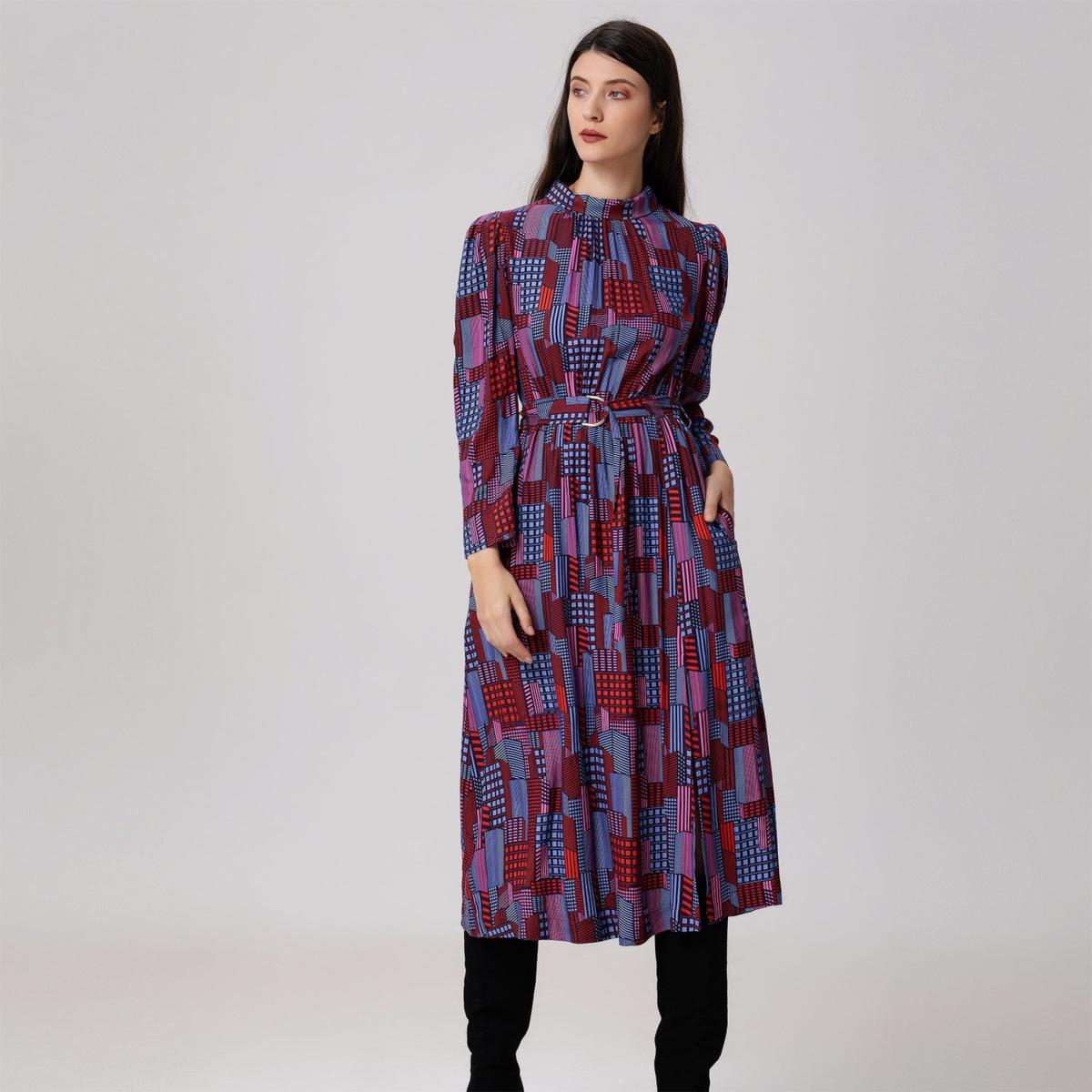 Women's Graphic Print Midi Blouse-Dress | Extra Small | Smart and Joy – image 4