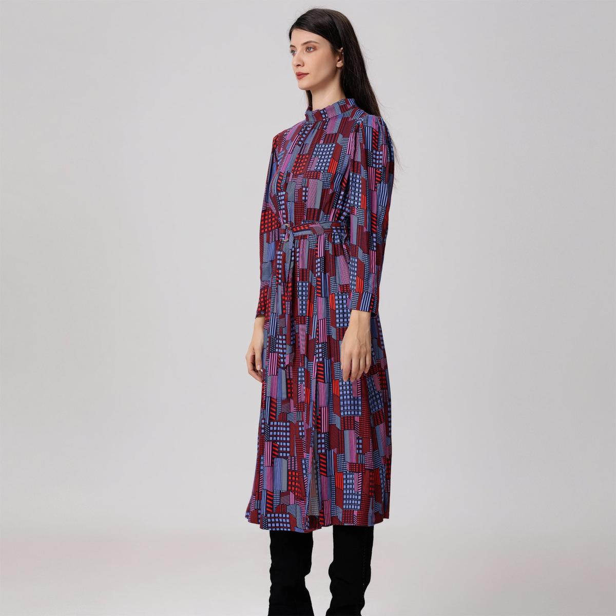 Women's Graphic Print Midi Blouse-Dress | Extra Small | Smart and Joy – image 5
