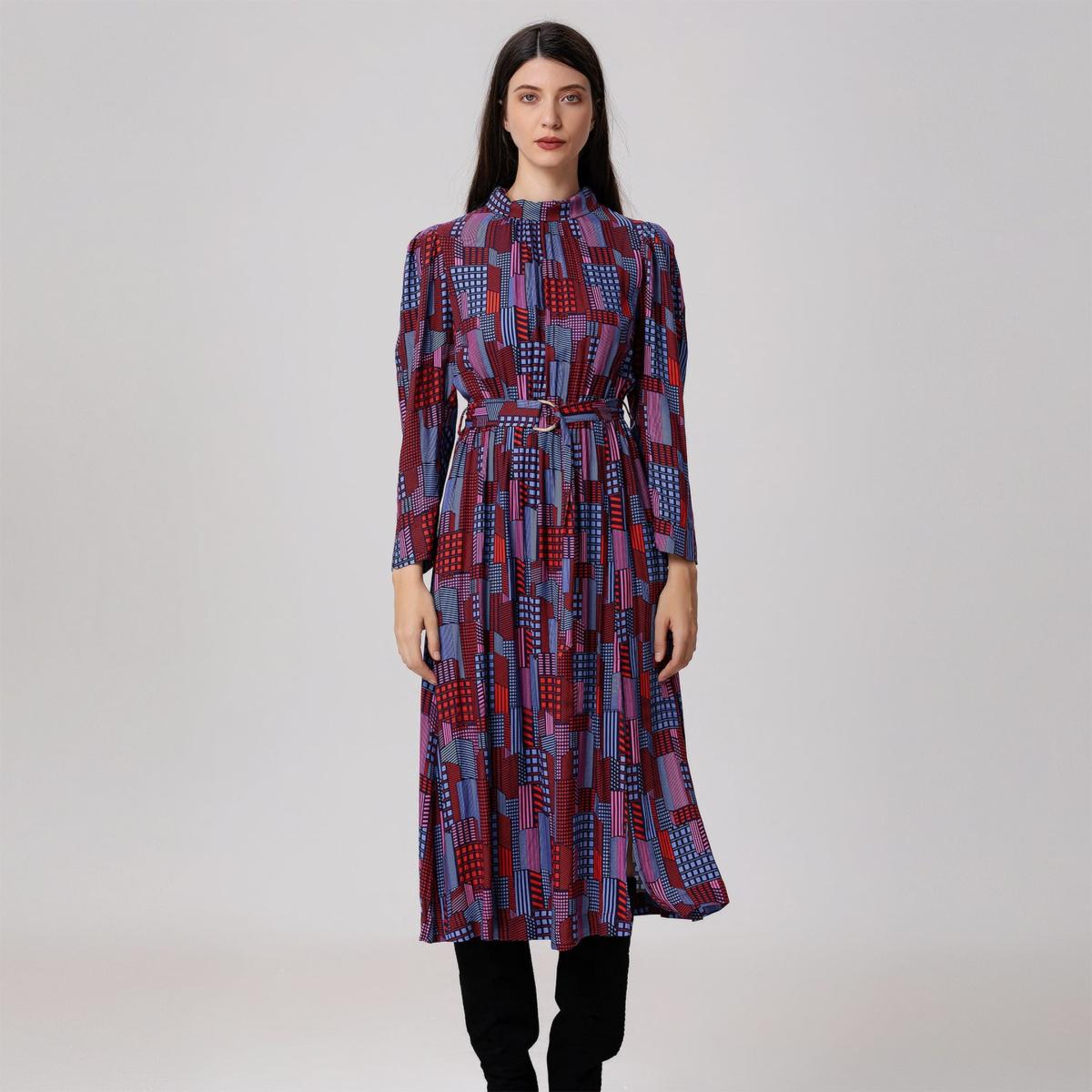 Women's Graphic Print Midi Blouse-Dress | Extra Small | Smart and Joy – image 6