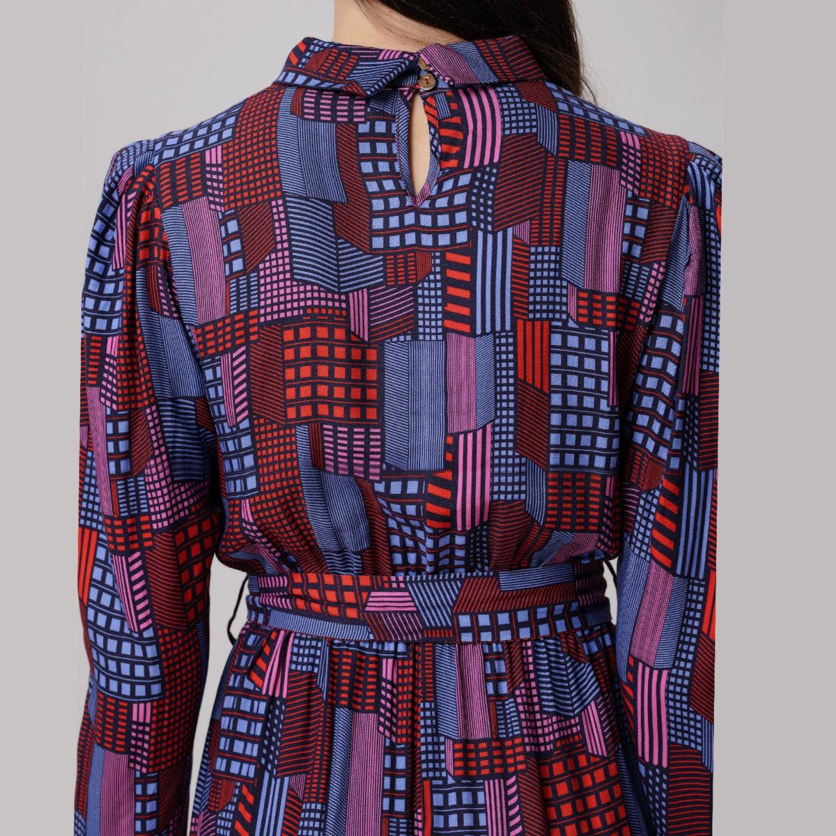 Women's Graphic Print Midi Blouse-Dress | Extra Small | Smart and Joy – image 8