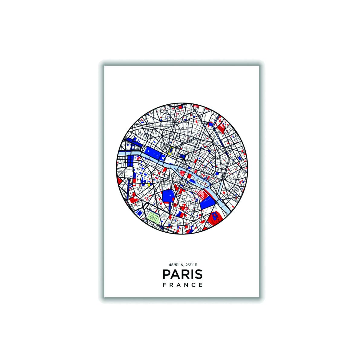 Blue Map Of Paris France A2 420 X 594Mm Stanley Print House – image 1