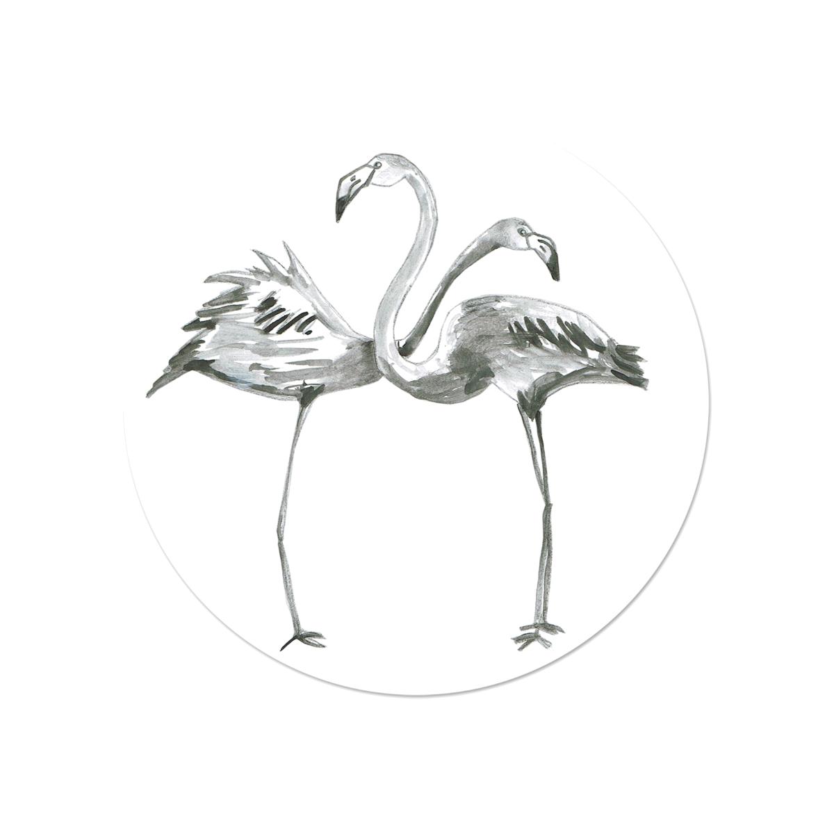 Grey Circle Wall Sticker Black & White Flamingos Catchii – image 1