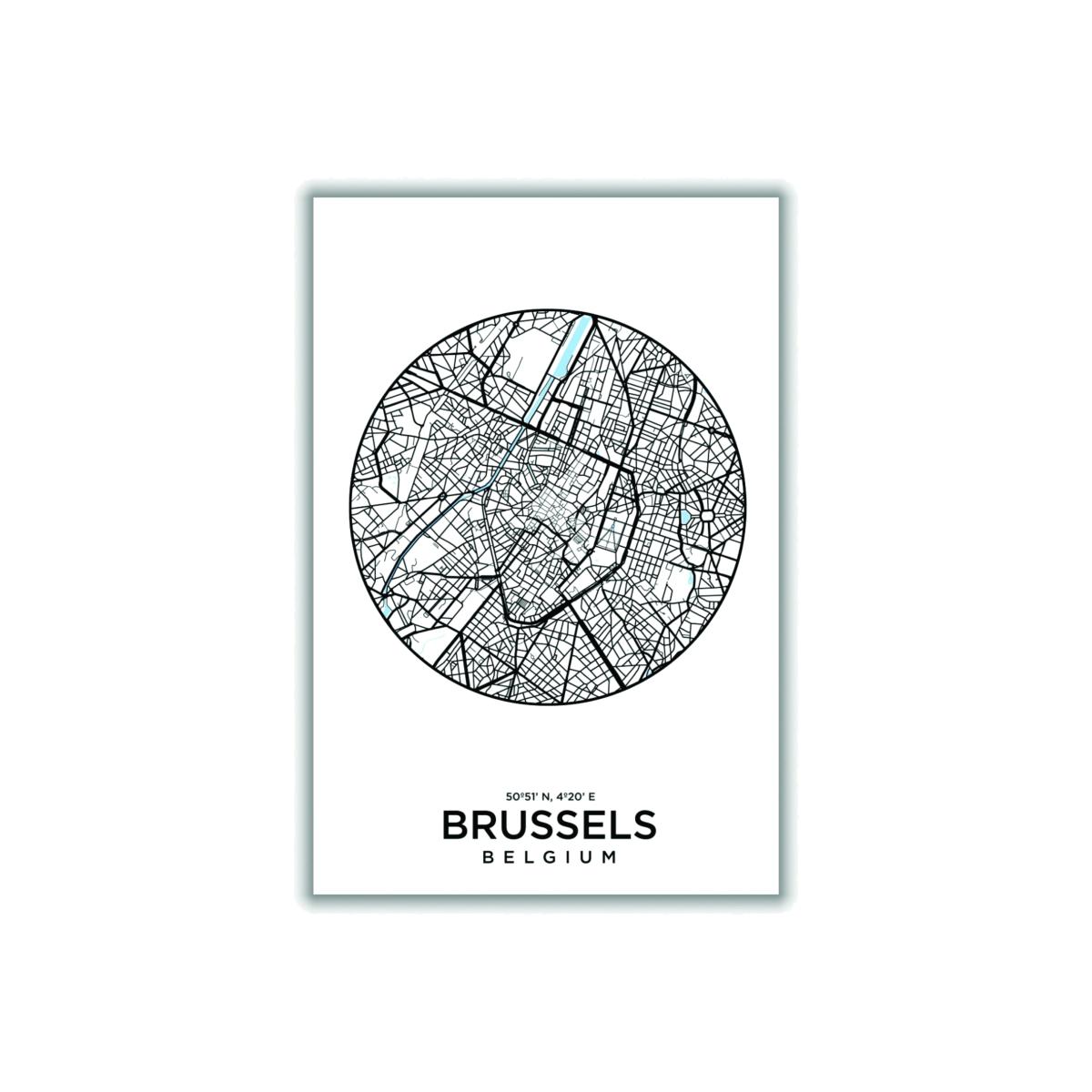 Black Map Of Brussels Extra Small Stanley Print House – image 1