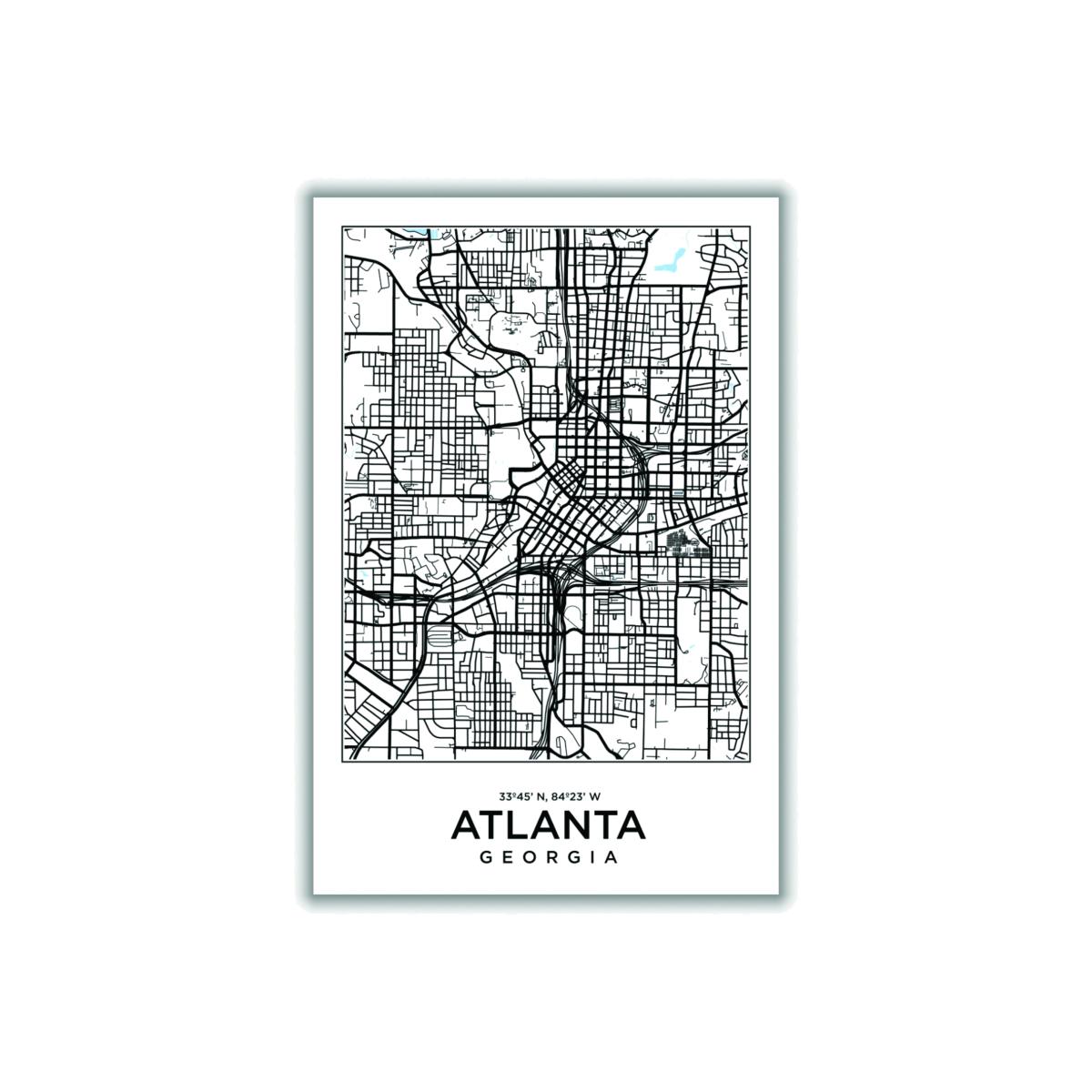 Black Map Of Atlanta Georgia A4 210 X 297Mm Stanley Print House – image 1