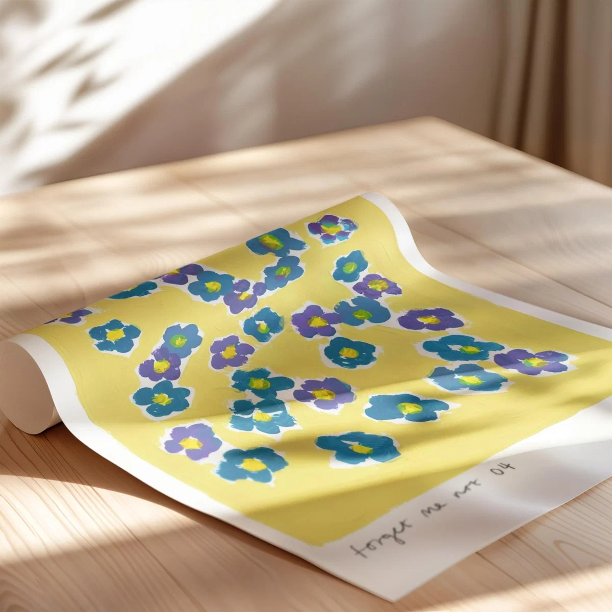 Yellow / Orange Forget Me Not Hand Painted Art Print - A3 | Natalie Cass Art – image 4