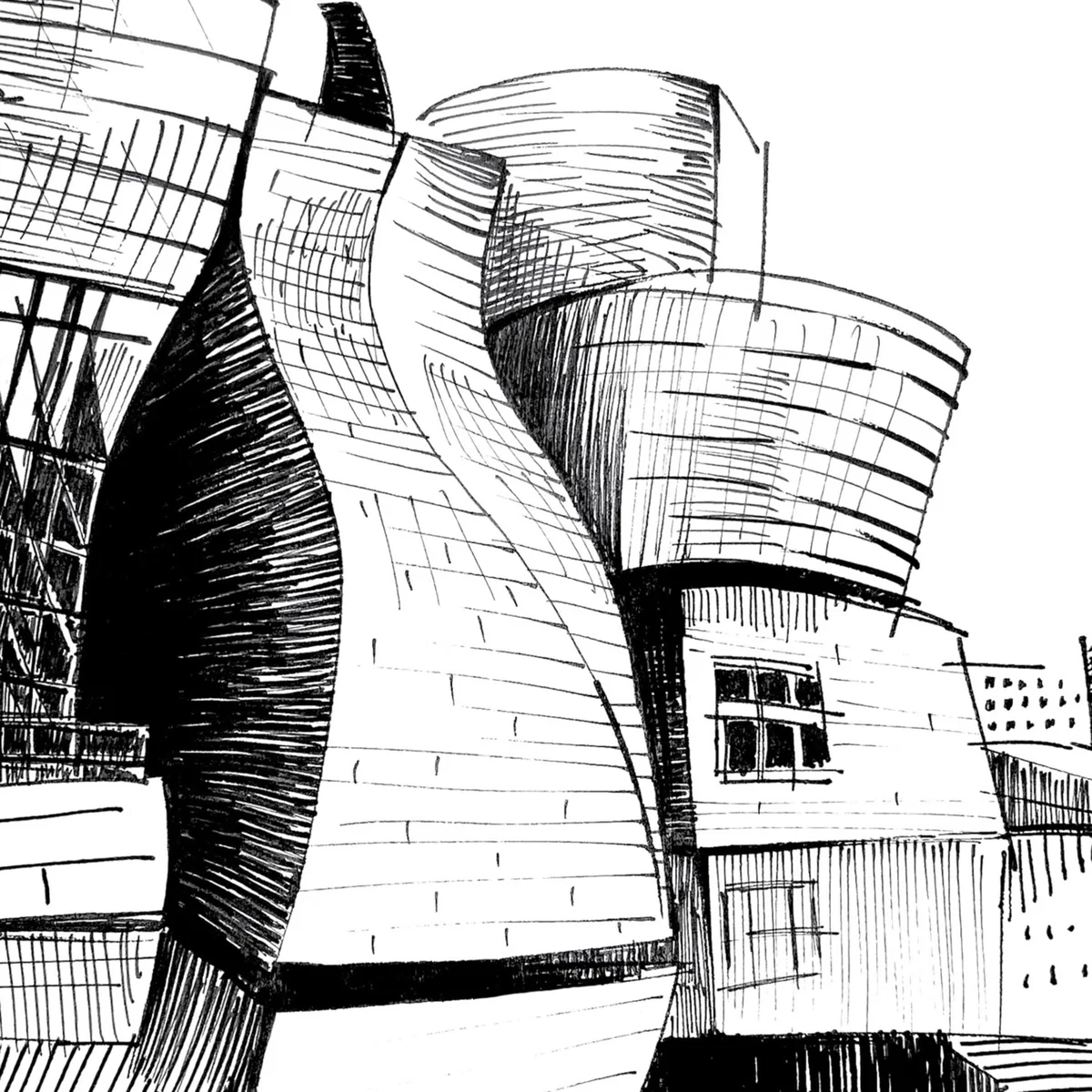 Black / White The Guggenheim Bilbao Art Print: Spain's Modern Architectural Masterpiece A4 210 X 297Mm Awol – image 3
