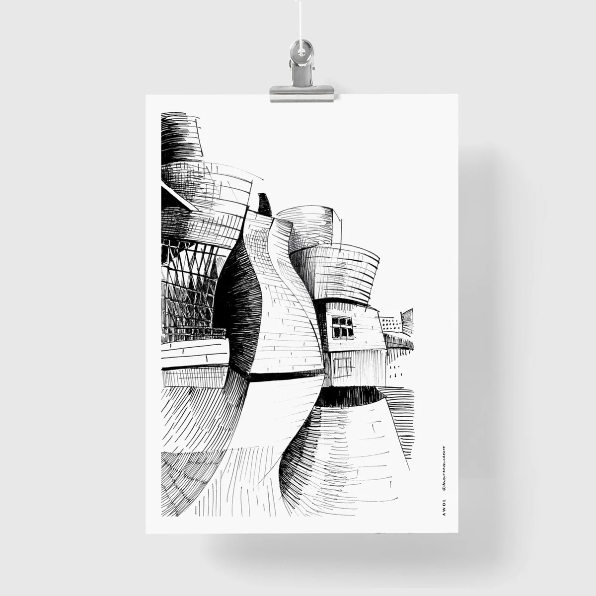 Black / White The Guggenheim Bilbao Art Print: Spain's Modern Architectural Masterpiece A4 210 X 297Mm Awol – image 6