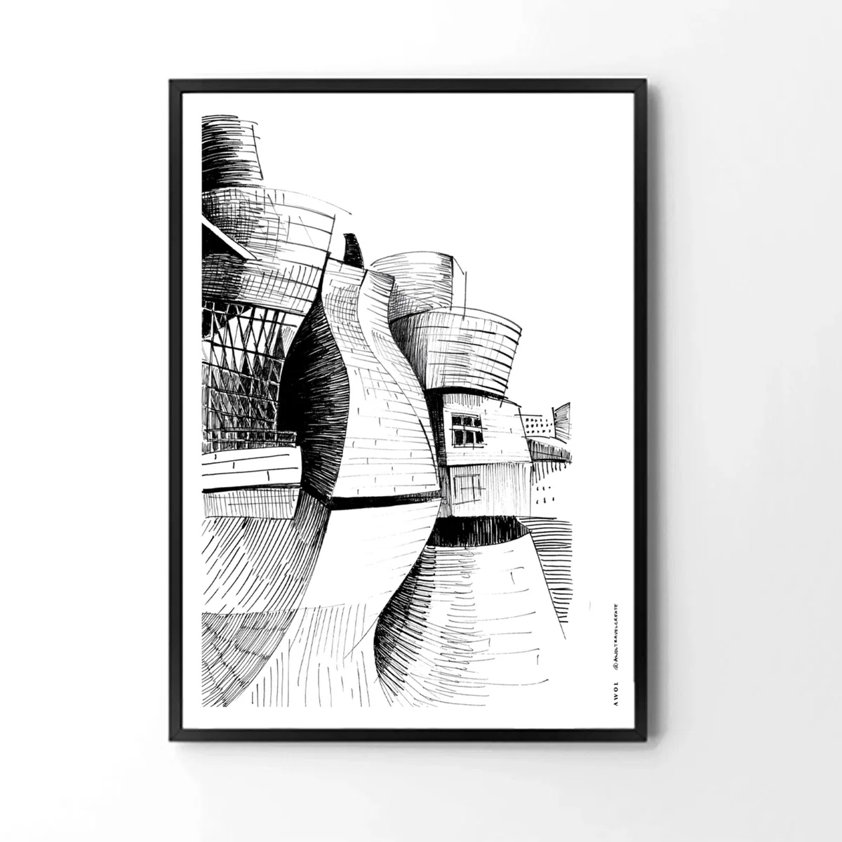 Black / White The Guggenheim Bilbao Art Print: Spain's Modern Architectural Masterpiece A4 210 X 297Mm Awol – image 9