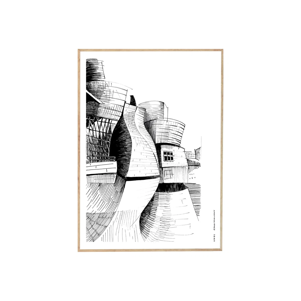 Black / White The Guggenheim Bilbao Art Print: Spain's Modern Architectural Masterpiece A4 210 X 297Mm Awol – image 1