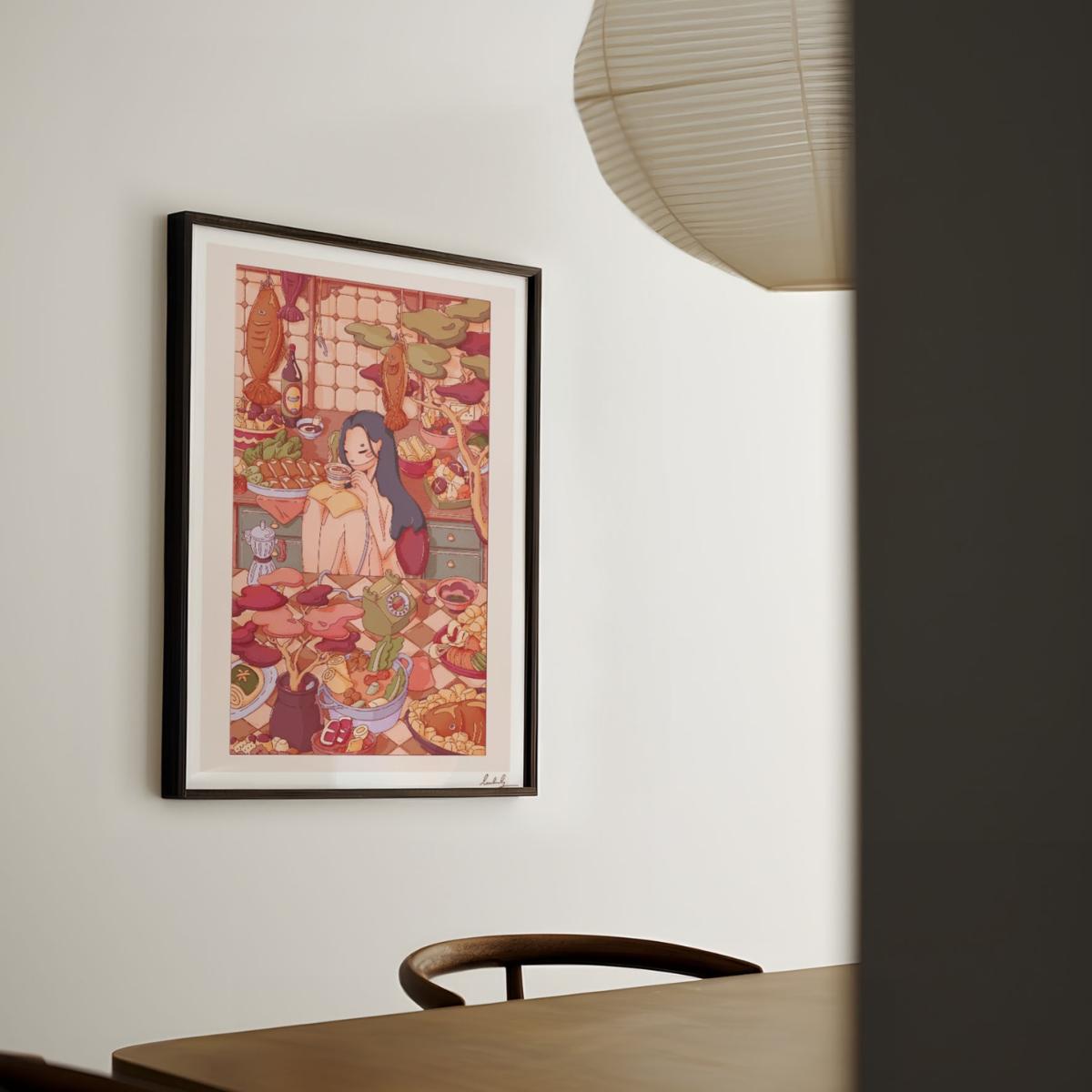 Neutrals / Red Come Over, I Made Too Much Food - Giclee Fine Art Print - Small | A3 | 297 X 420Mm | East Side Studio London – image 2