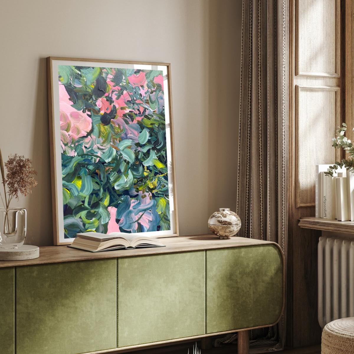 Green Bejewelled Petals - Abstract Floral Print Jessica Slack Studio – image 2