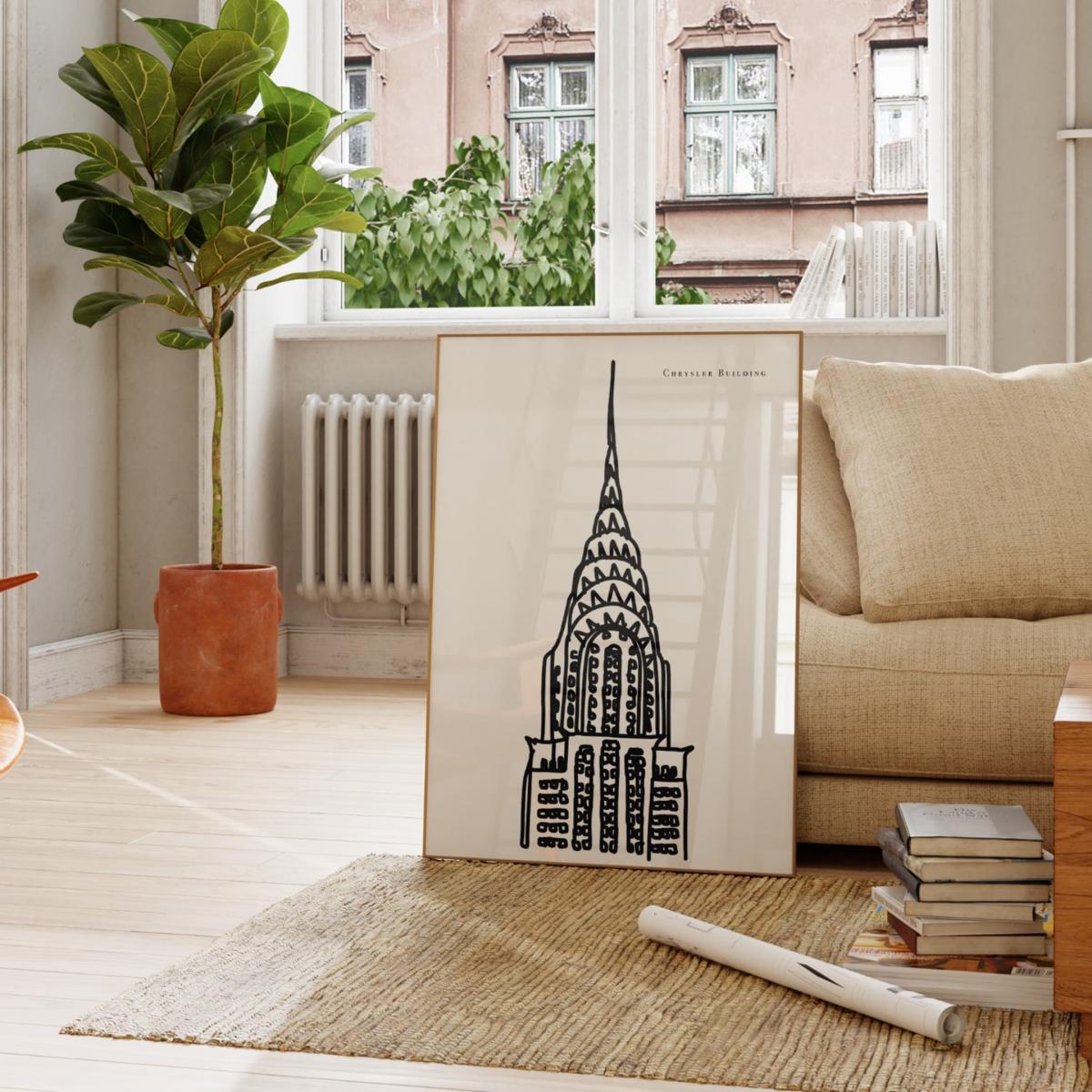 Black / White Chrysler Building Art Print - A3 | A3 | 297 X 420Mm | Natalie Cass Art – image 4