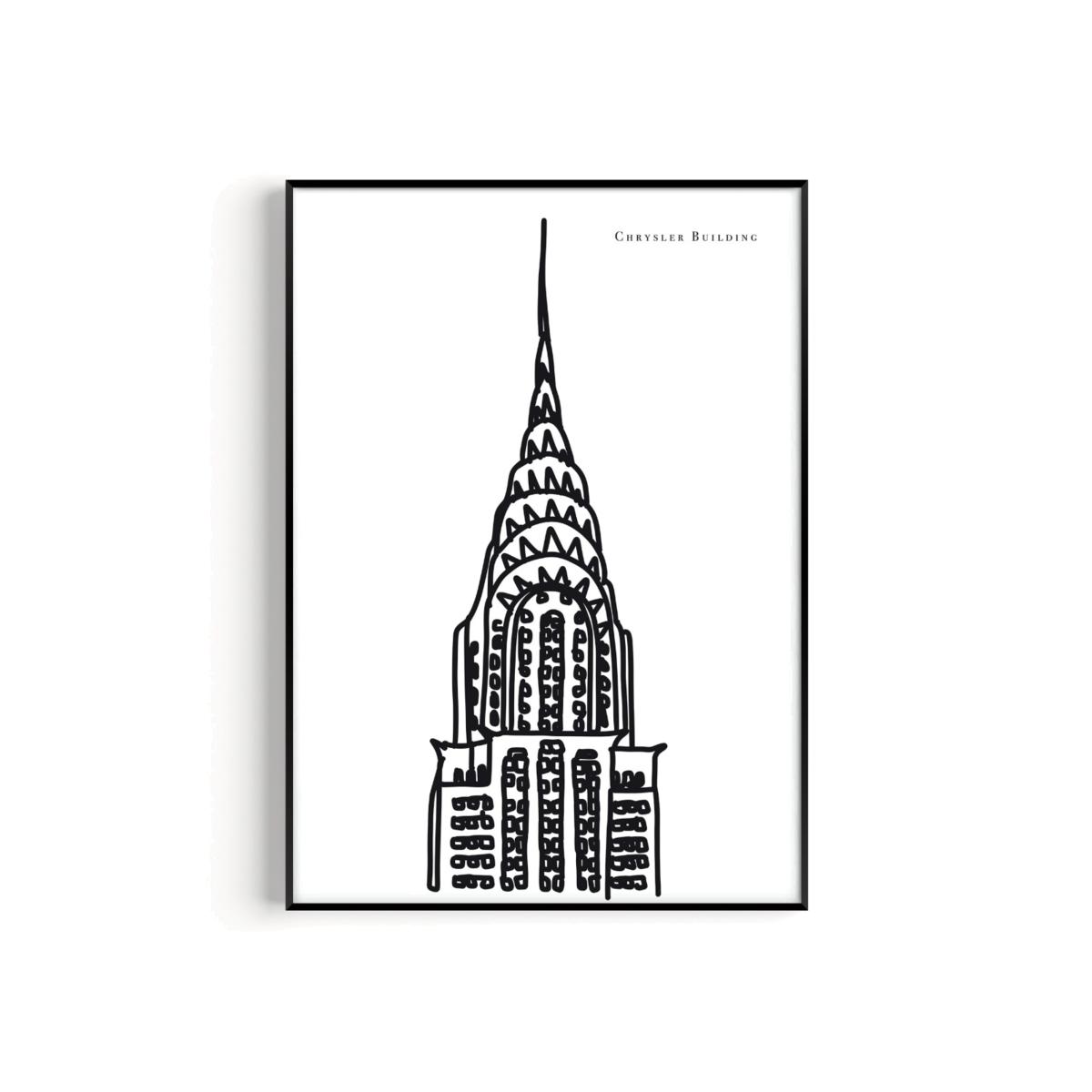 Black / White Chrysler Building Art Print - A3 | A3 | 297 X 420Mm | Natalie Cass Art – image 1