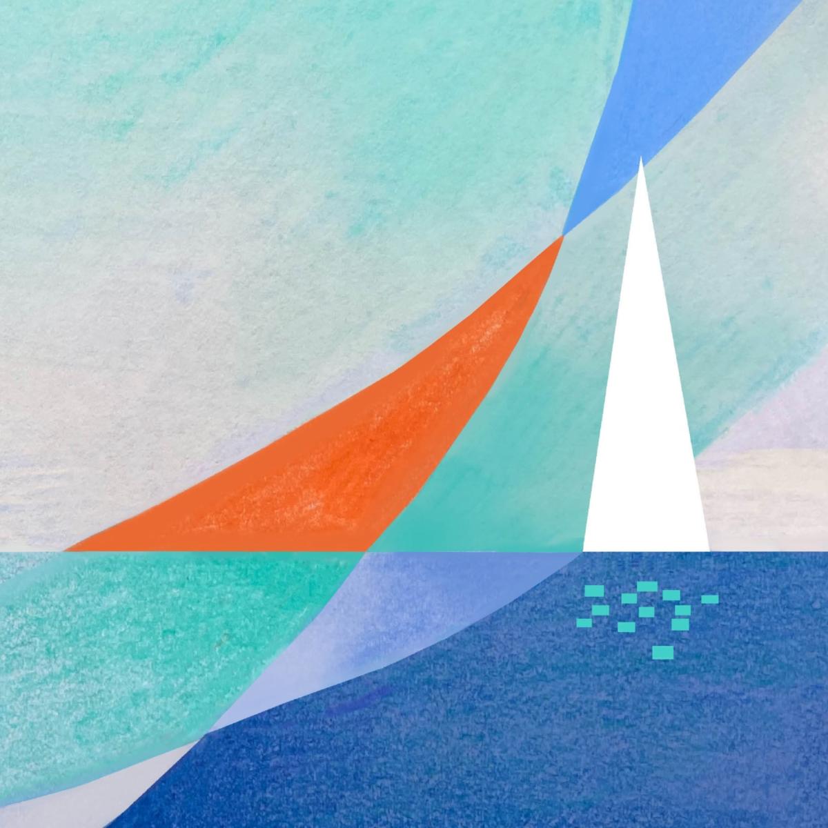 Neutrals / White / Blue Abstract Landscape: White Sailboat On The Blue Sea Art Print Awol – image 7