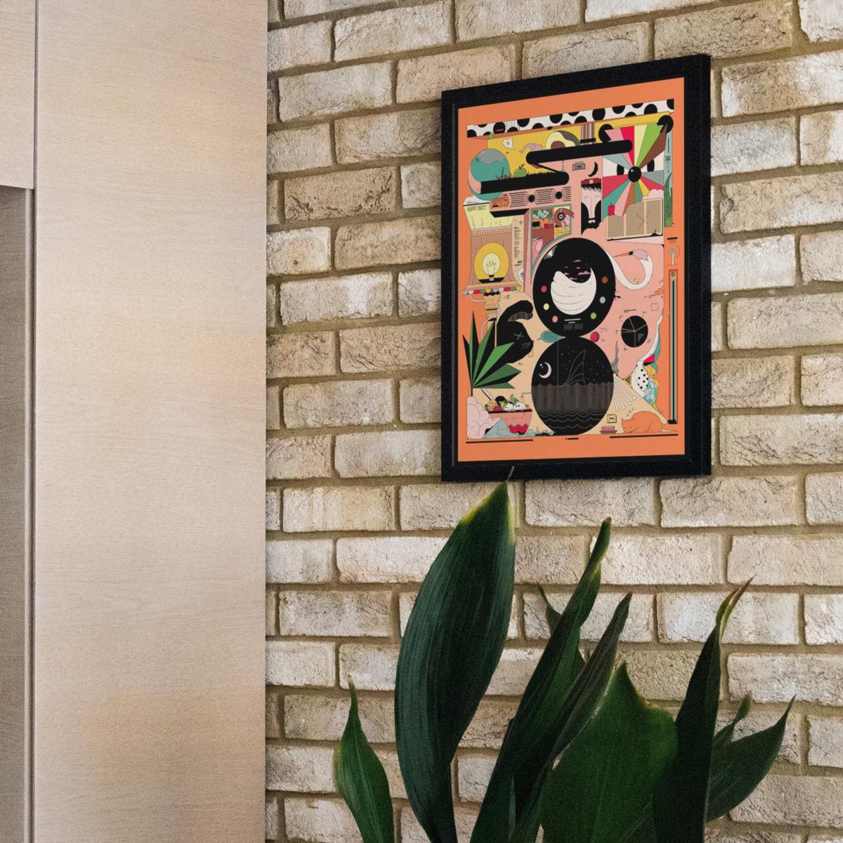 Yellow / Orange Chill Skill - Abstract Cartoon Art Print - Small | 12 X 16" | East Side Studio London – image 2
