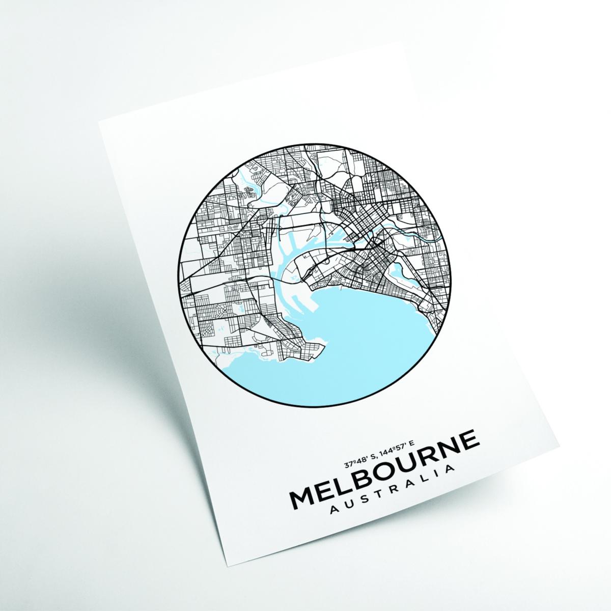 Blue Map Of Melbourne A4 210 X 297Mm Stanley Print House – image 2