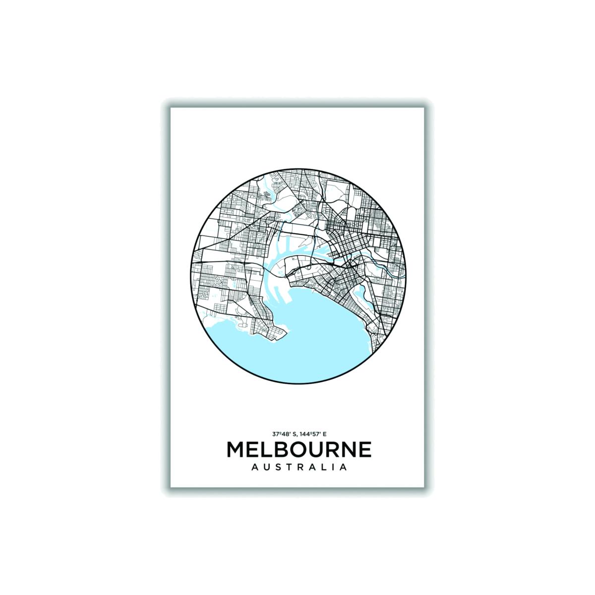 Blue Map Of Melbourne A4 210 X 297Mm Stanley Print House – image 1