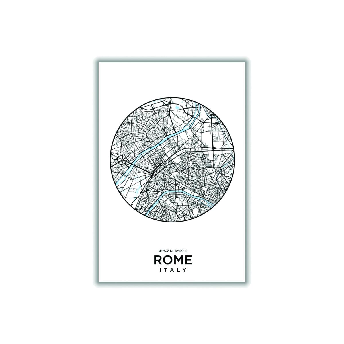 Black Map Of Rome A2 420 X 594Mm Stanley Print House – image 1