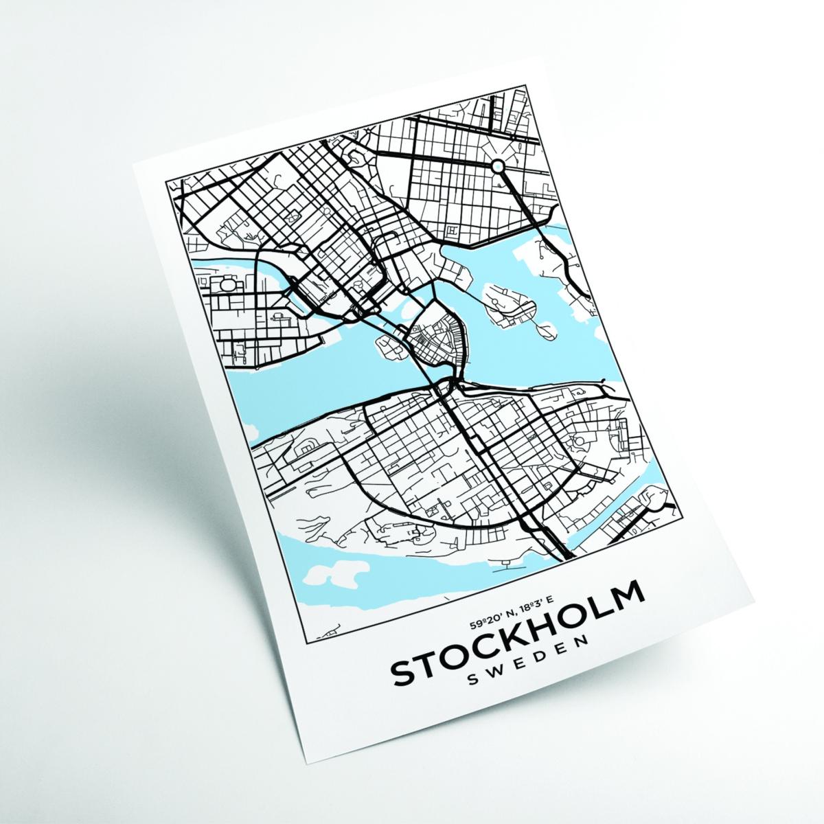 Blue Map Of Stockhold Sweden A2 420 X 594Mm Stanley Print House – image 2