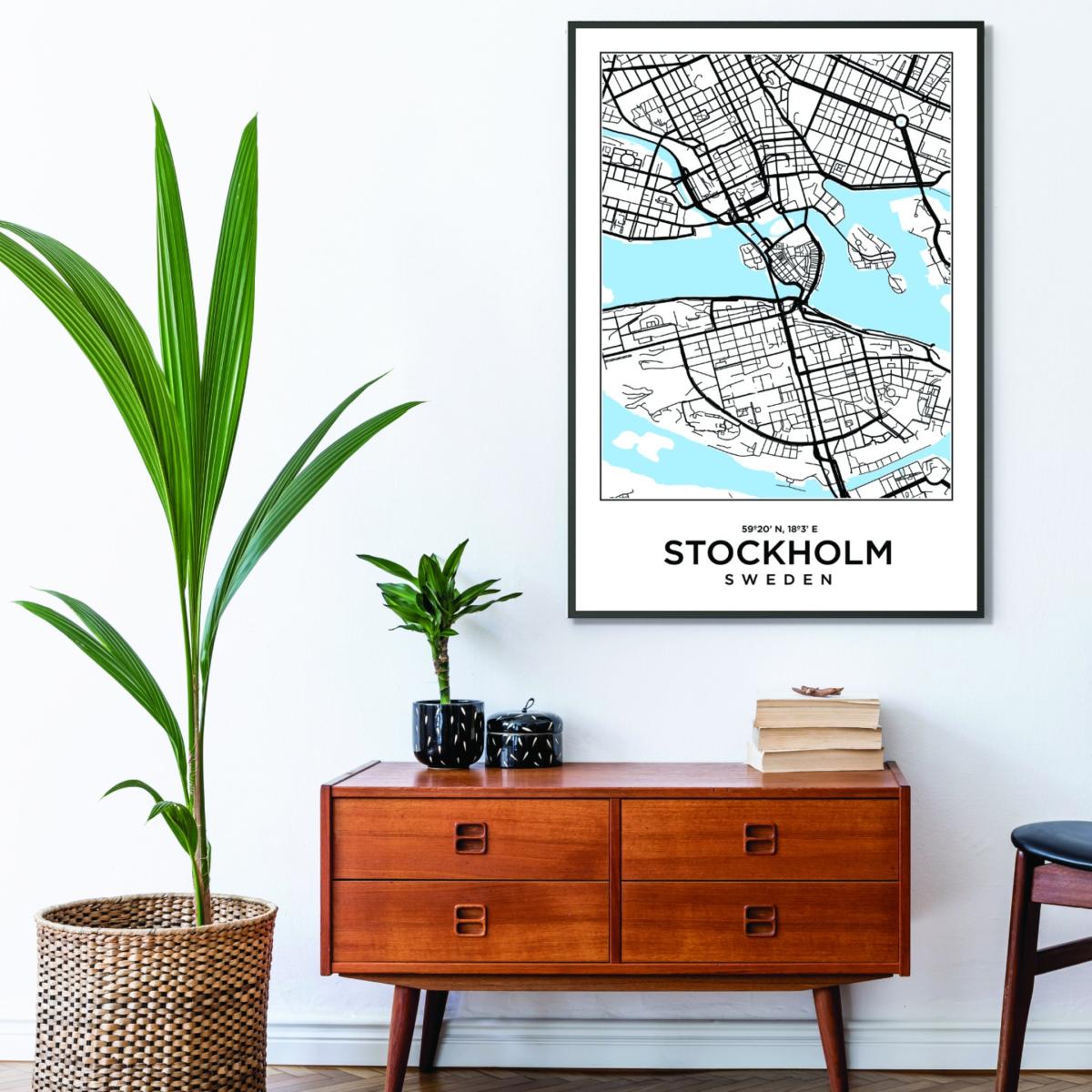 Blue Map Of Stockhold Sweden A2 420 X 594Mm Stanley Print House – image 3