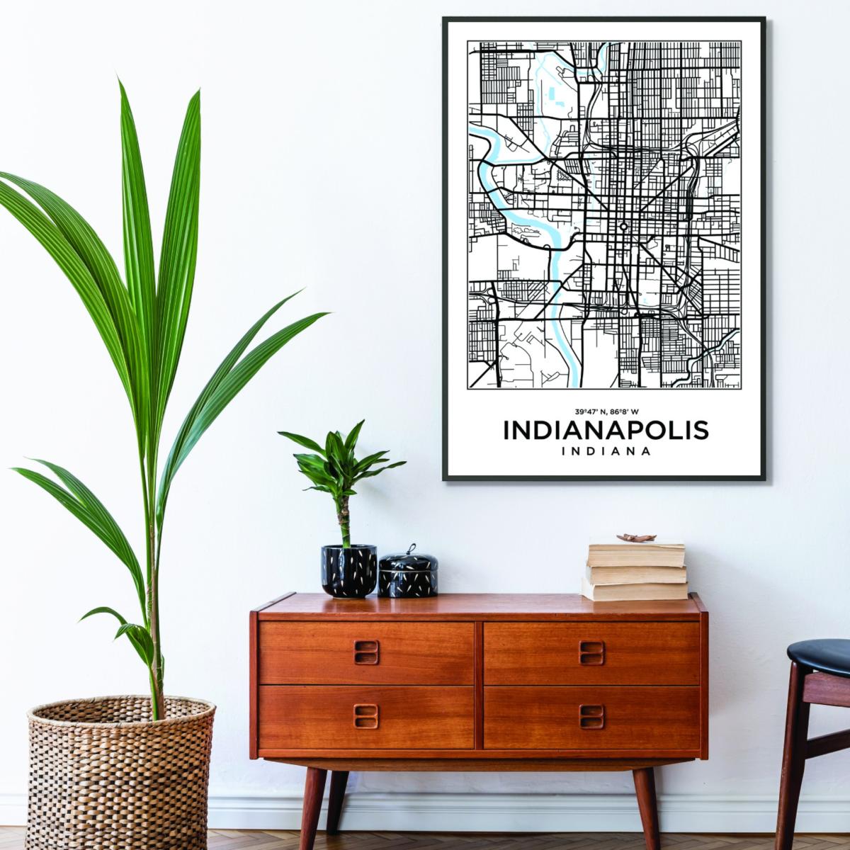 Black Map Of Indianapolis Indiana A4 210 X 297Mm Stanley Print House – image 3
