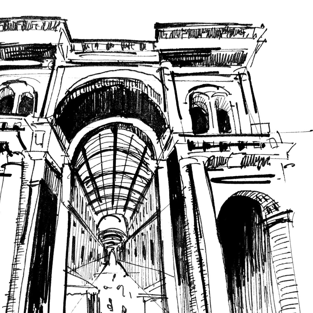 Black / White Milan City Art Print: Italian Architectural Landmark Art Print Awol – image 3