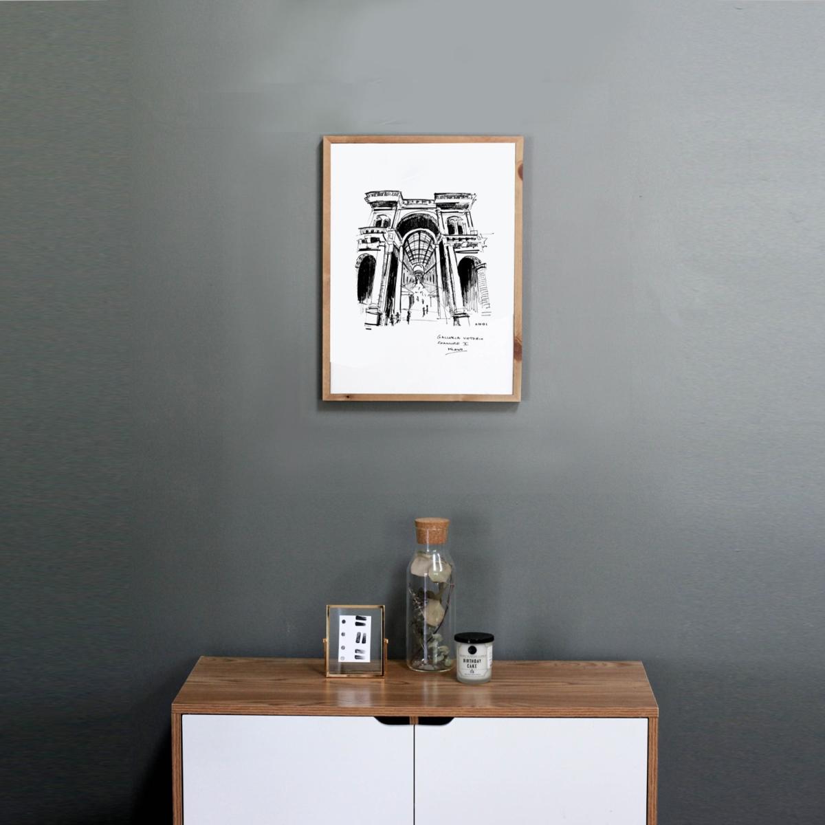 Black / White Milan City Art Print: Italian Architectural Landmark Art Print Awol – image 7