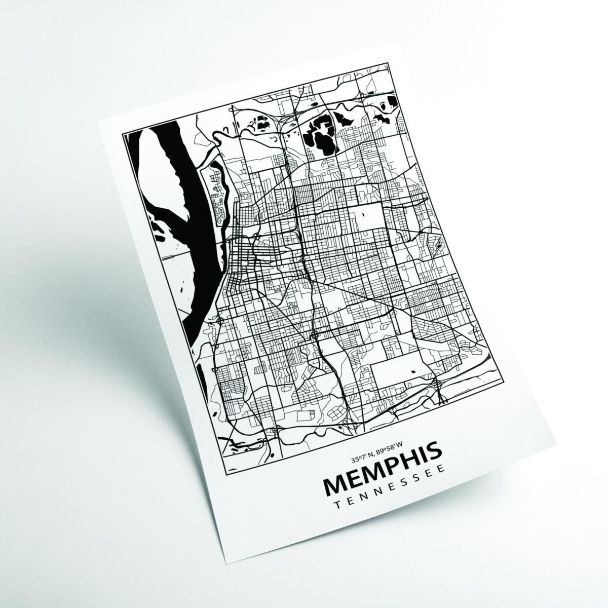 Black Map Of Memphis Tennessee A3 297 X 420Mm Stanley Print House – image 2