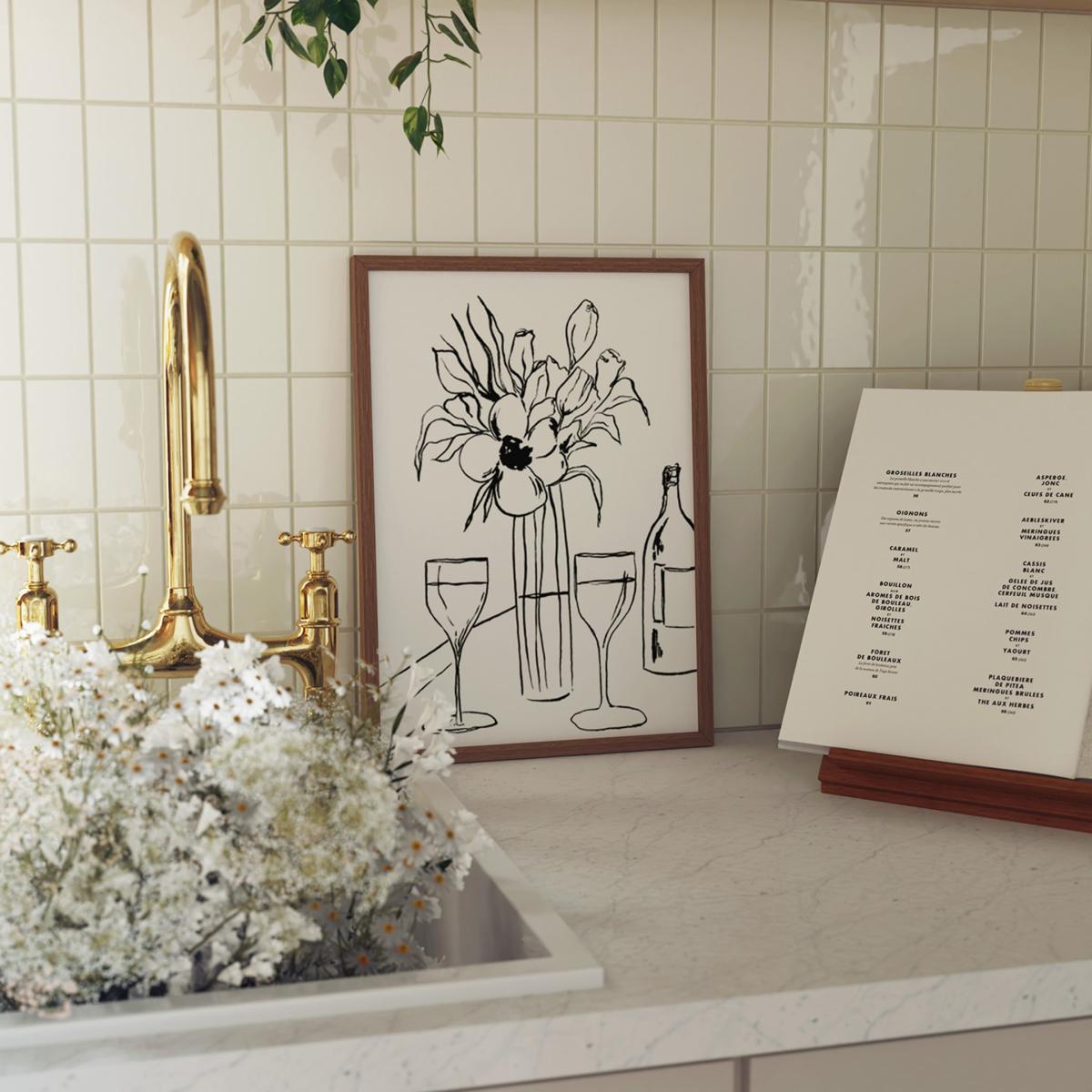 Black / White Kitchen Still Life Ink Drawing Print A3 297 X 420Mm Emily M Art & Design – image 2