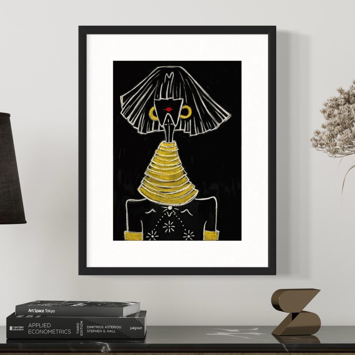 Black / Gold Goddess Of The Moon | A3 | 297 X 420Mm | Sarah Regensburger – image 2
