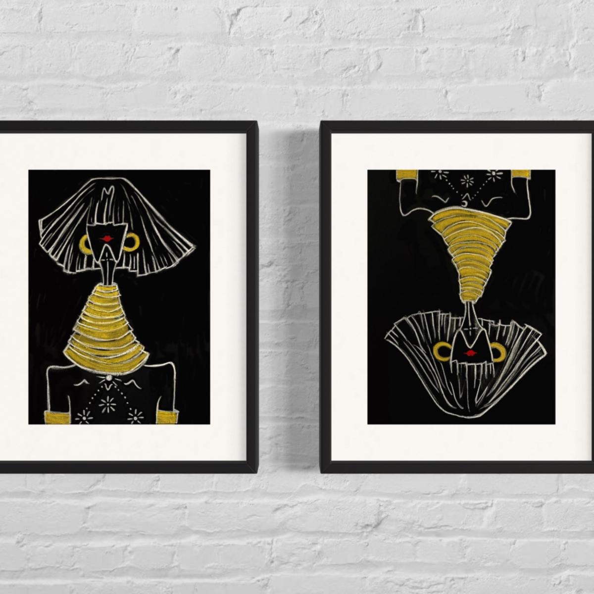 Black / Gold Goddess Of The Moon | A3 | 297 X 420Mm | Sarah Regensburger – image 3