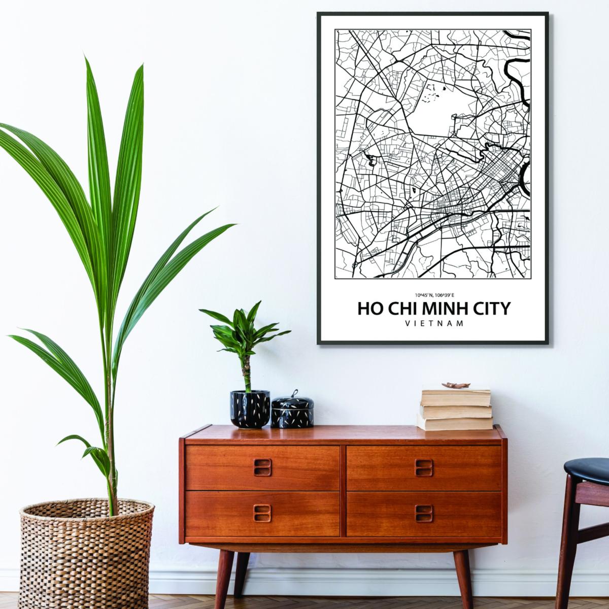 Black Map Of Ho Chi Minh City A3 297 X 420Mm Stanley Print House – image 3