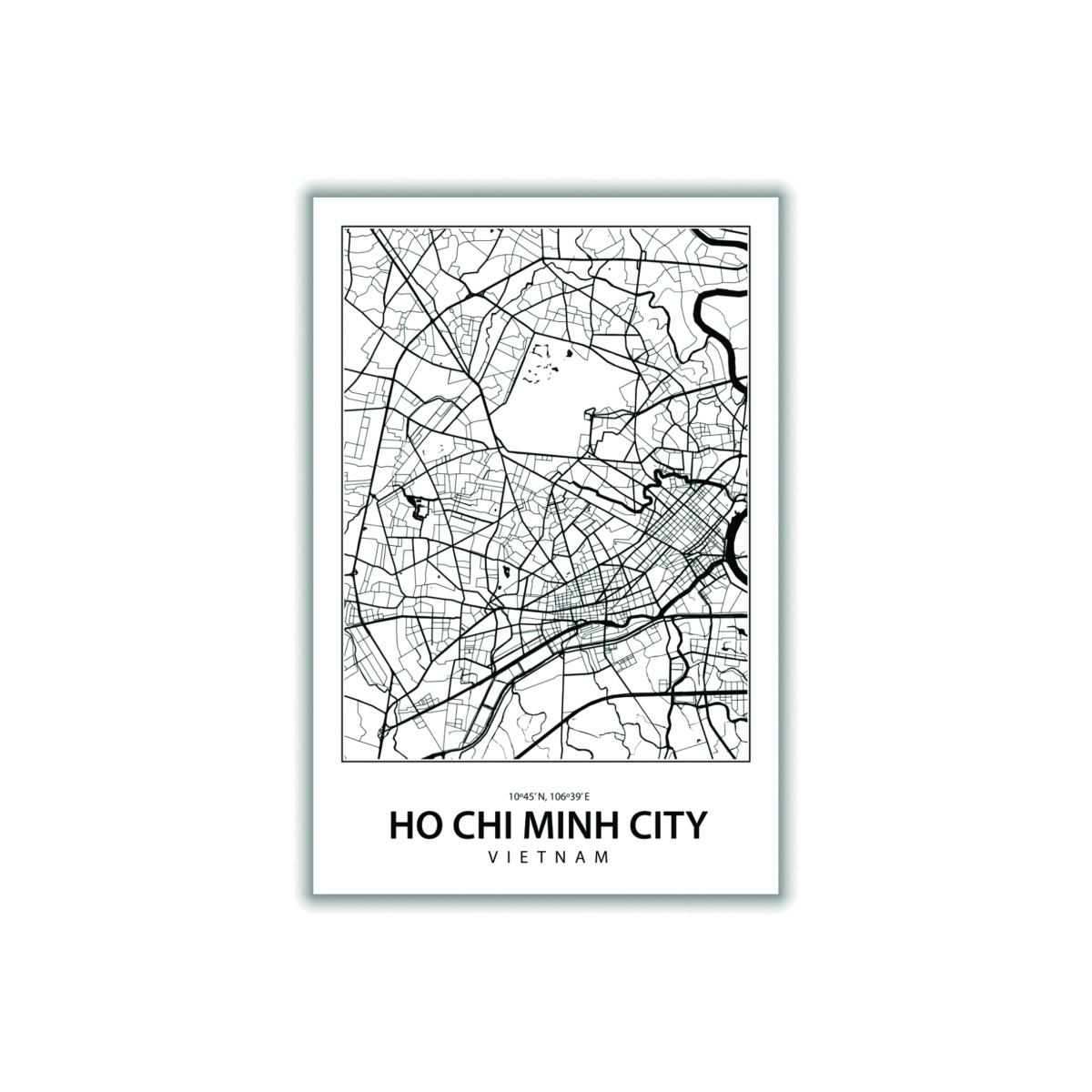 Black Map Of Ho Chi Minh City A3 297 X 420Mm Stanley Print House – image 1