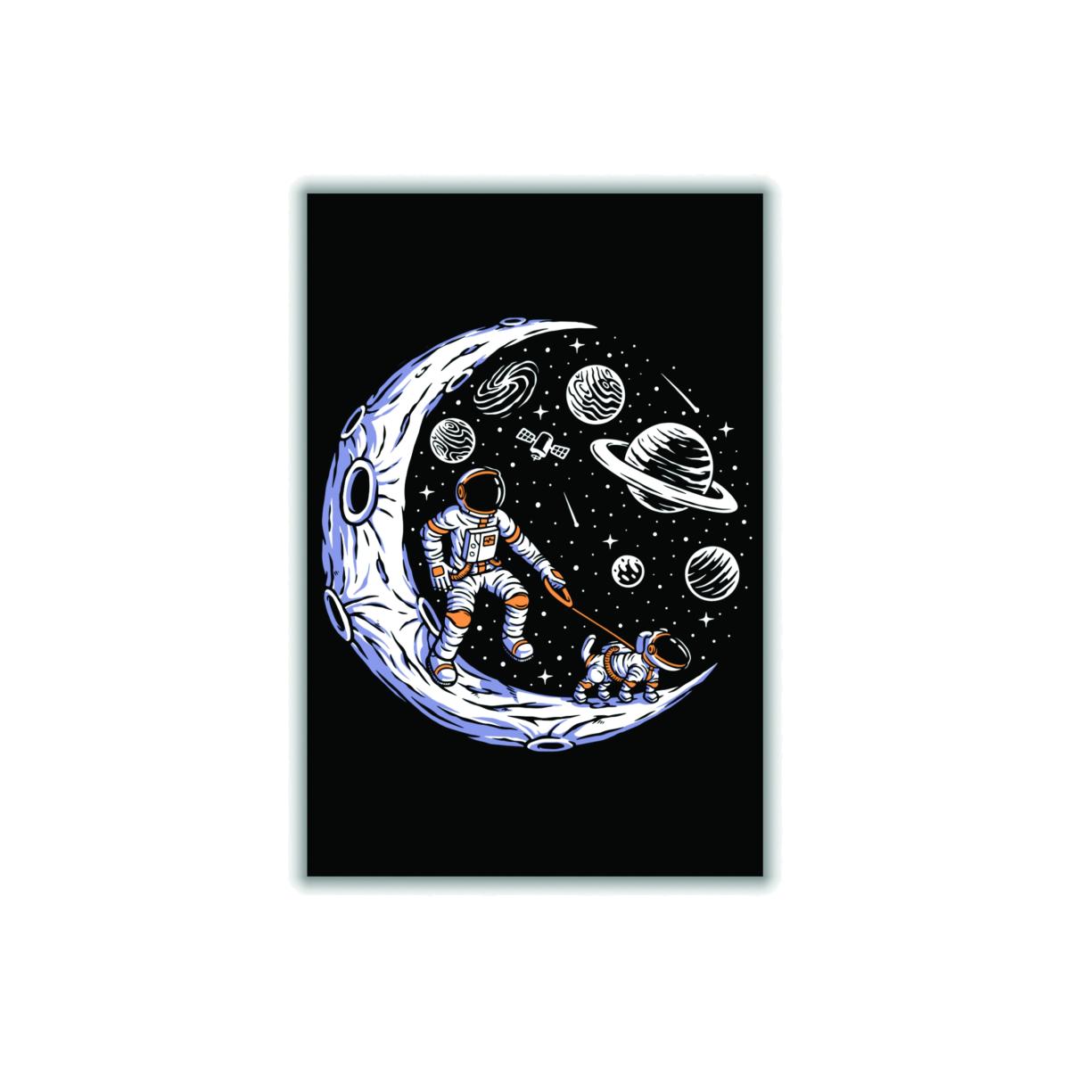 Black Doggie Moon Walks A3 297 X 420Mm Stanley Print House – image 1
