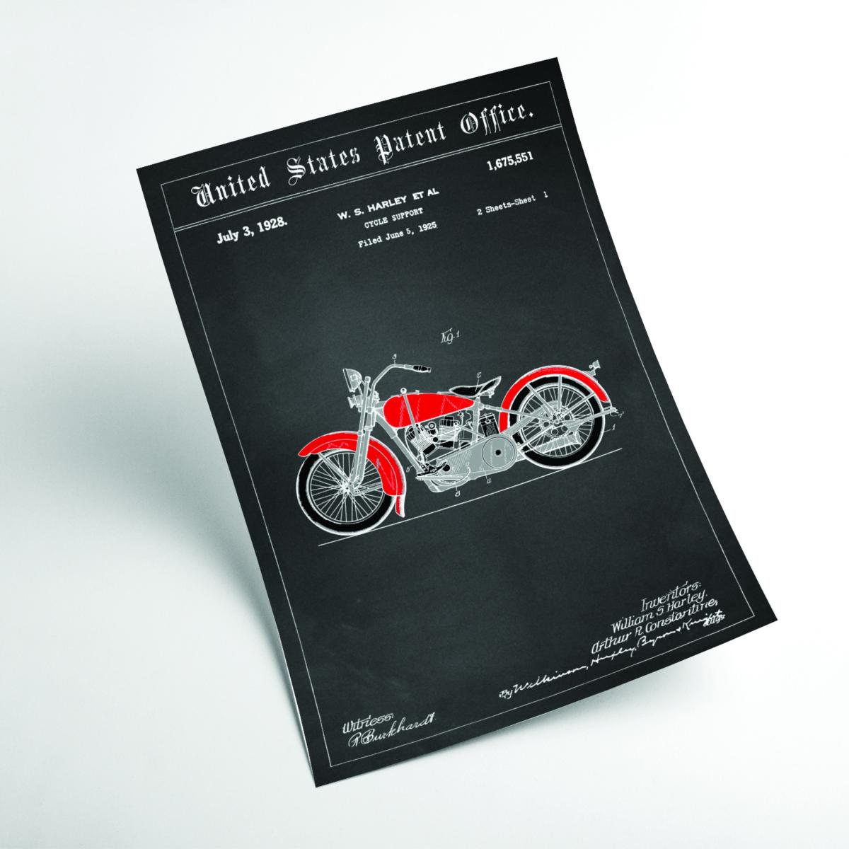Red Harley Davidson Motorcycle Patent A2 420 X 594Mm Stanley Print House – image 2