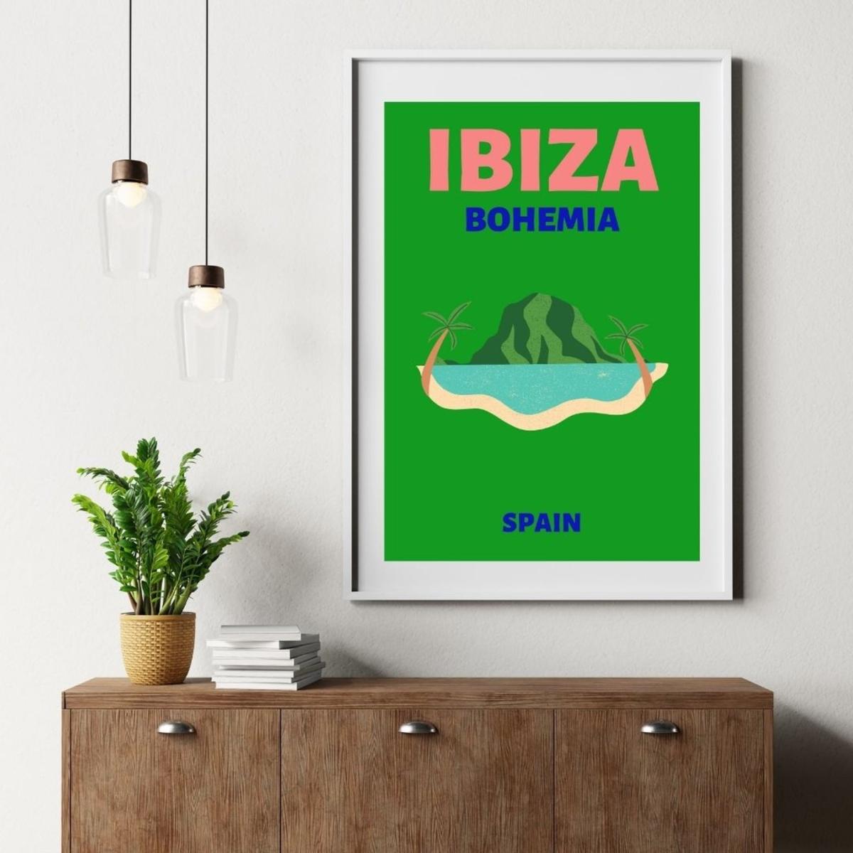 Green Ibiza Bohemia Travel Poster | Artchi – image 4