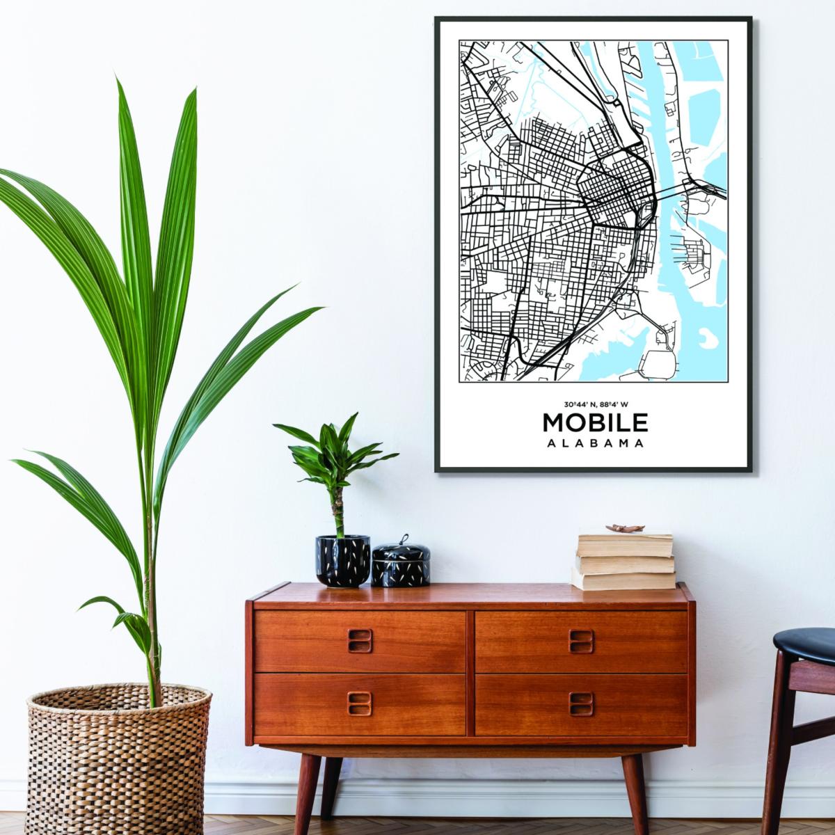 Blue Map Of Mobile Alabama A3 297 X 420Mm Stanley Print House – image 3