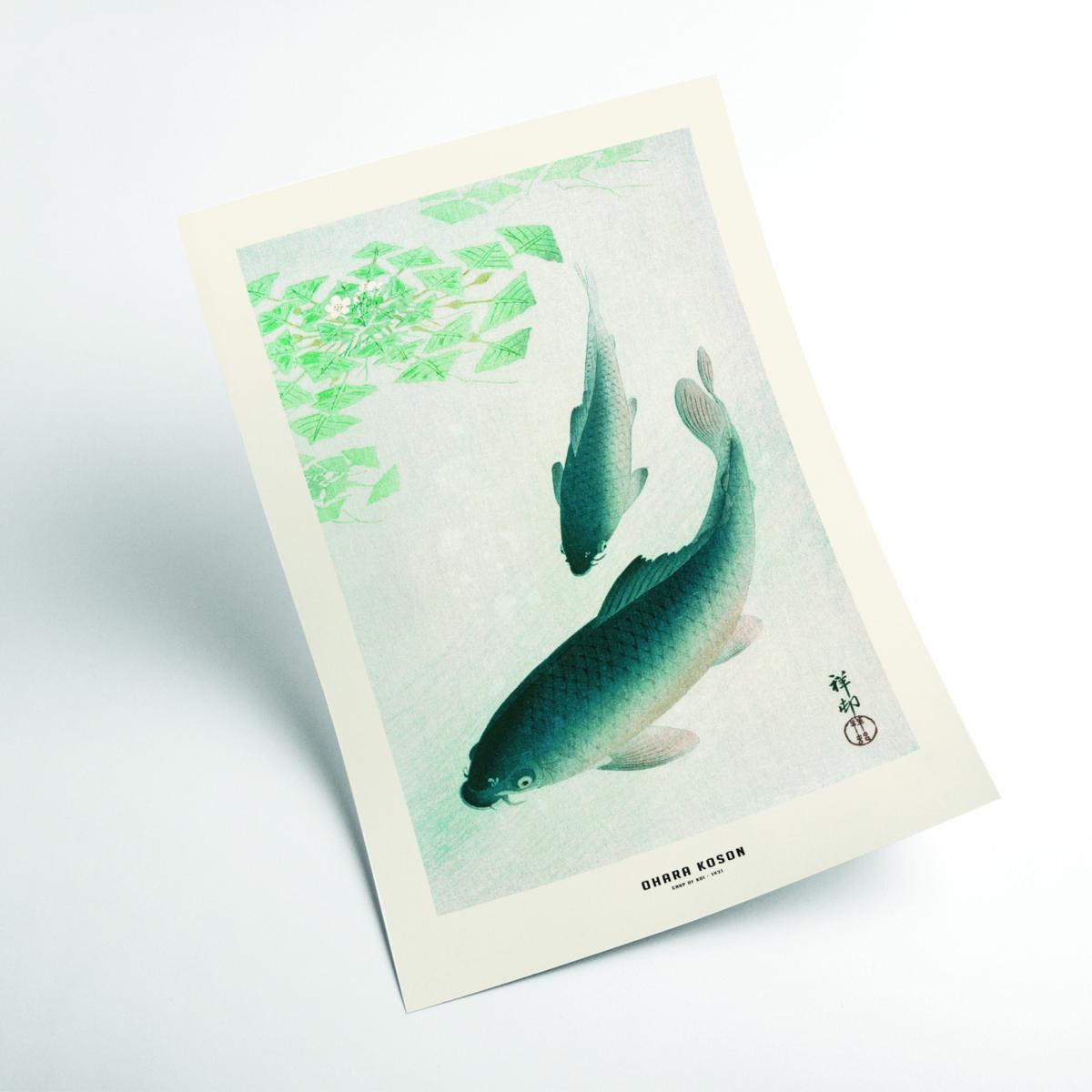 Blue Ohara Koson - Carp Or Koi A1 594 X 841Mm Stanley Print House – image 2